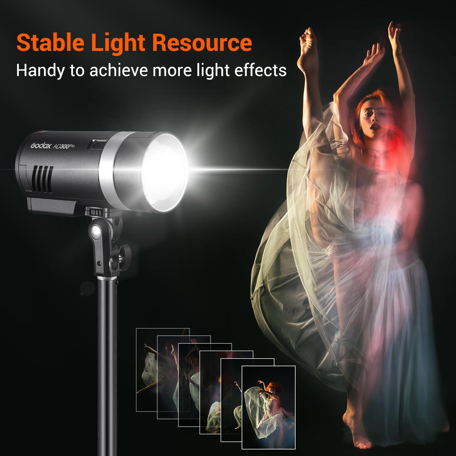 GODOX Godox AD300 Pro Photography Lighting Kit, 2.4G TTL 1/8000s HSS Strobe Light Photography Kit, 0.01-1.5S Recycle Time, 320 Full Power Studio Lighting Kit, Expand Your Capability with Ease(AD300Pro Kit)