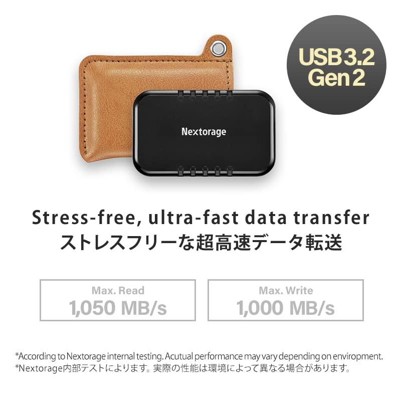 Nextorage Nextorage Japan 2TB USB3.2 Gen2 Poratable SSD NX-P2SE sereis Type-C Compact and Fast Speed (max Read 1000MB/s)
