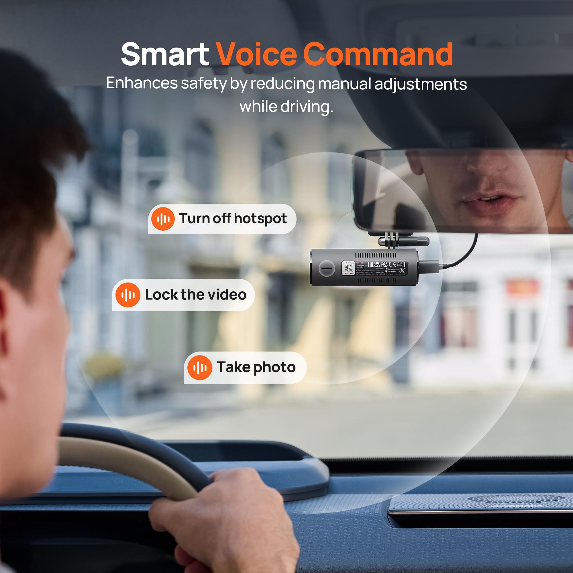 70mai 70mai Dash Cam M310, Dash Camera for Cars 1296P QHD, Smart Dash Cam Front Built in WiFi, 130 Wide-Angle FOV, WDR, Night Vision, iOS/Android Mobile App, Loop Recording, Parking Monitor, Time-Lapse