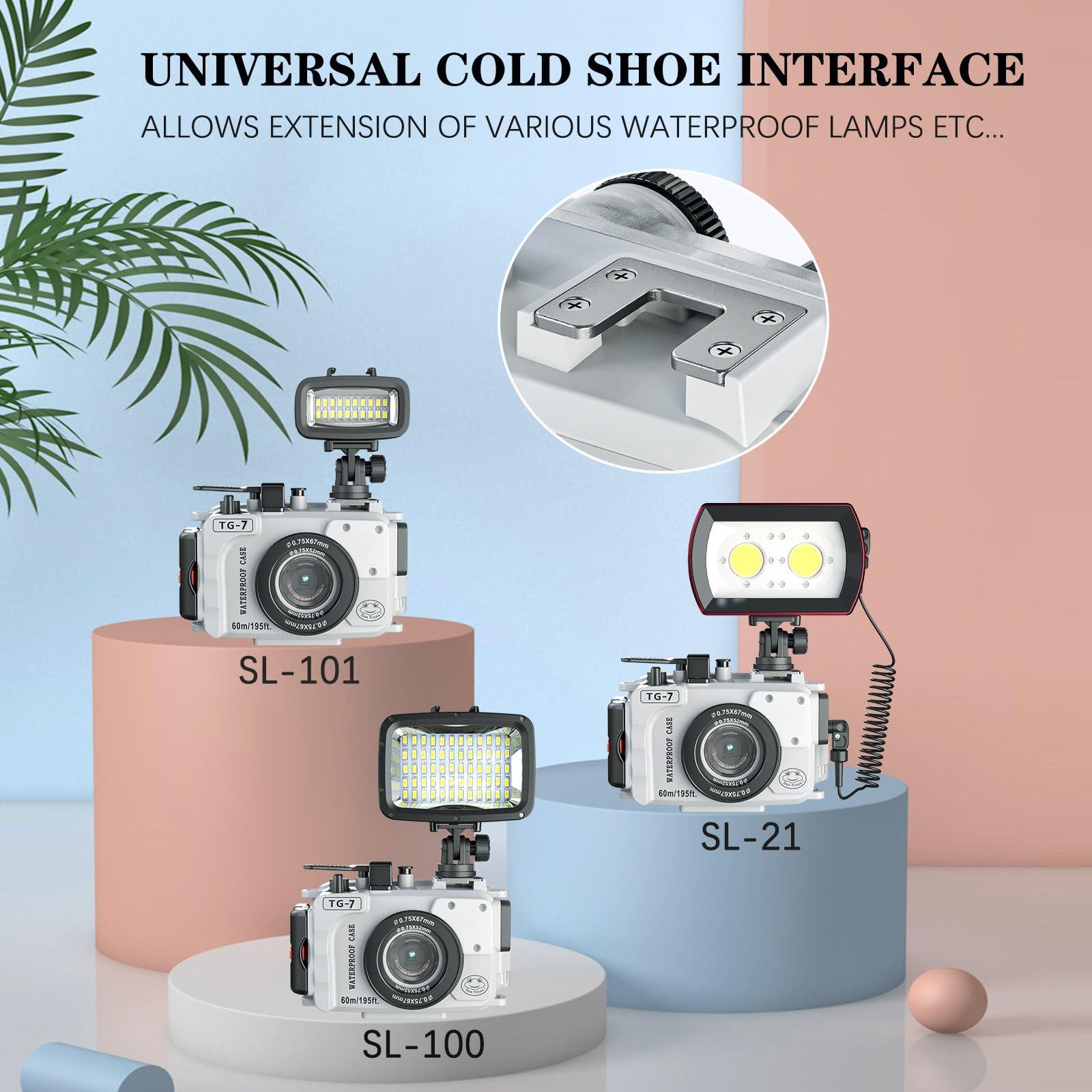 Sea frogs Sea frogs Waterproof housing Case Underwater Diving 195FT/60M Works for OM System TG-7 Cameras (Housing + Red Filter) (HZB-TG7-WHITE)