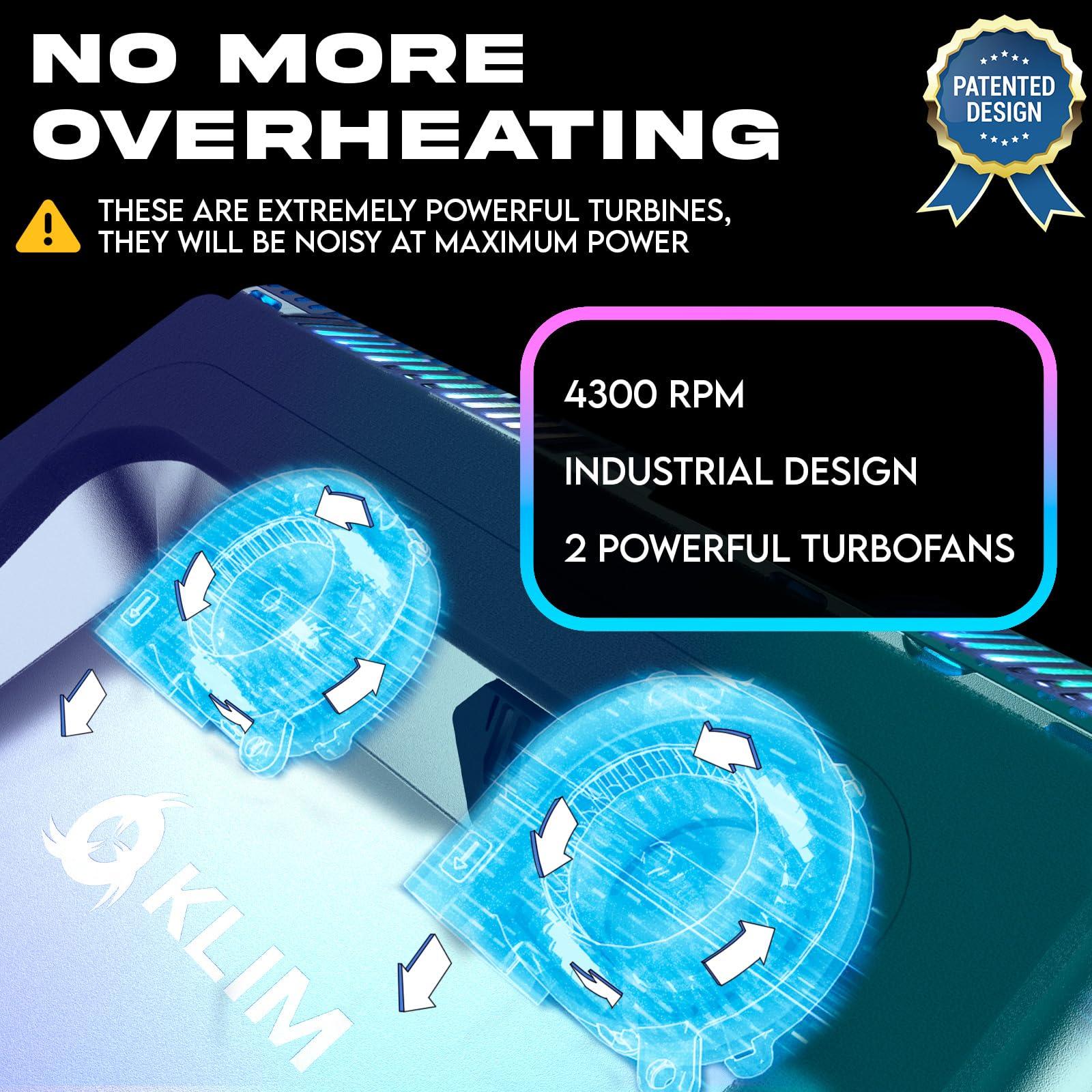 KLIM KLIM Everest Laptop Cooling Pad | New Version 2024 | Powerful Turbo-Fan 4300 RPM Laptop Cooler | Sealed Foam for Maximum Performance | Avoid Overheating and Protect Your Gaming Laptop | 14-17.3 in