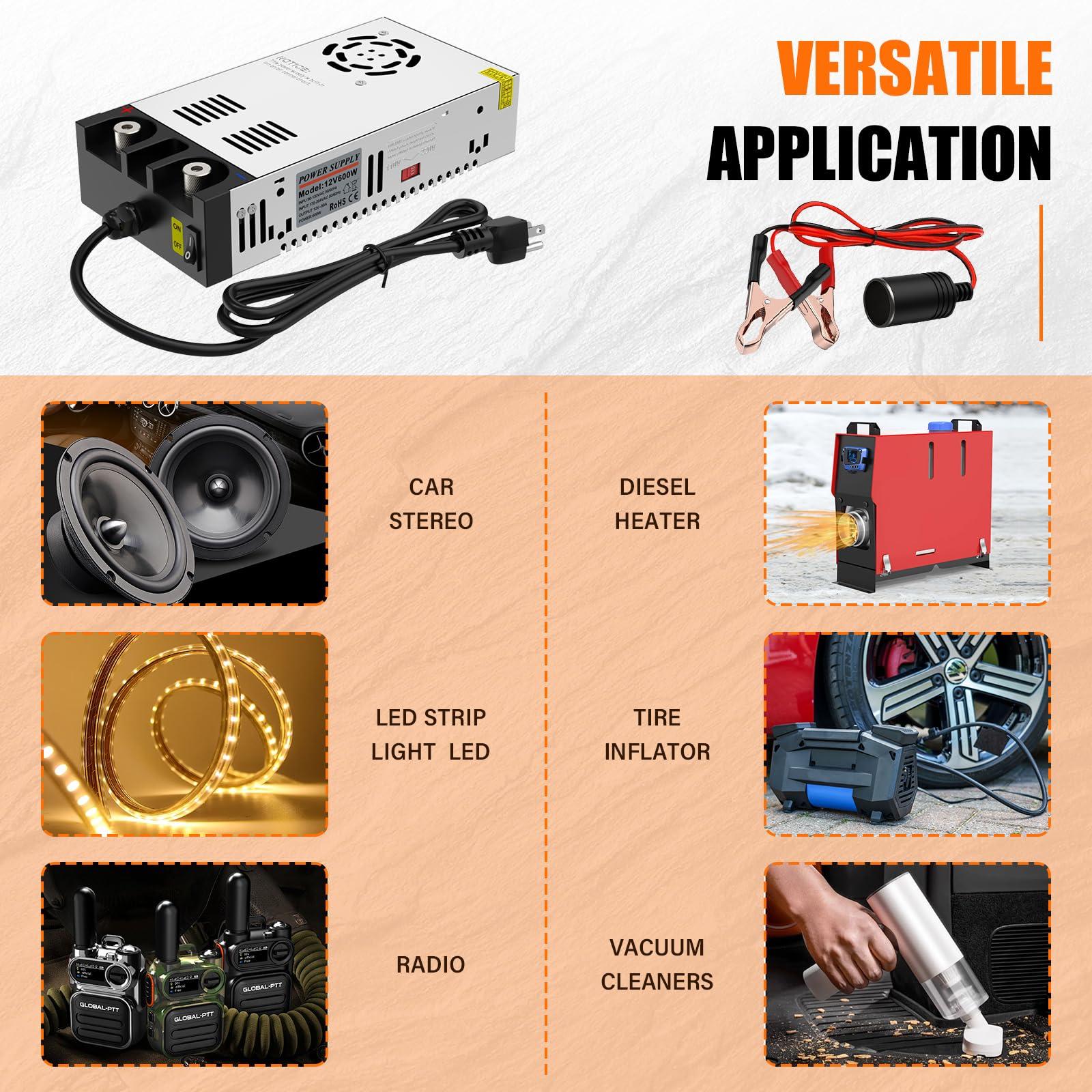 IMAYCC New Version 110V to 12V DC Converter, IMAYCC AC to DC Converter 600W 50A,120V to 12V Power Supply, Adjustable Power Supply