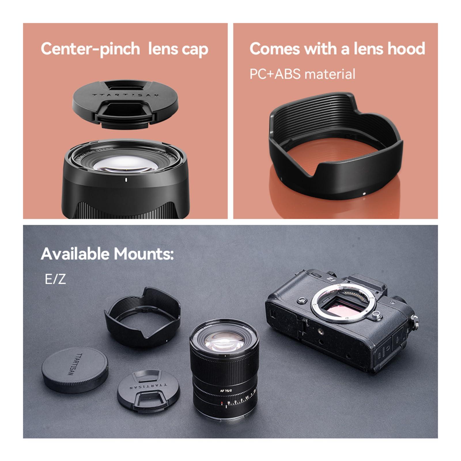 TTARTISAN TTArtisan AF 75mm F2 Portrait Lens Auto Focus Full Frame Prime Lenses for Nikon Z-Mount Z5 Z6 Z7 Z6II Z6III Z7II ZFC Z30 Z50 Z9 Z8 ZF