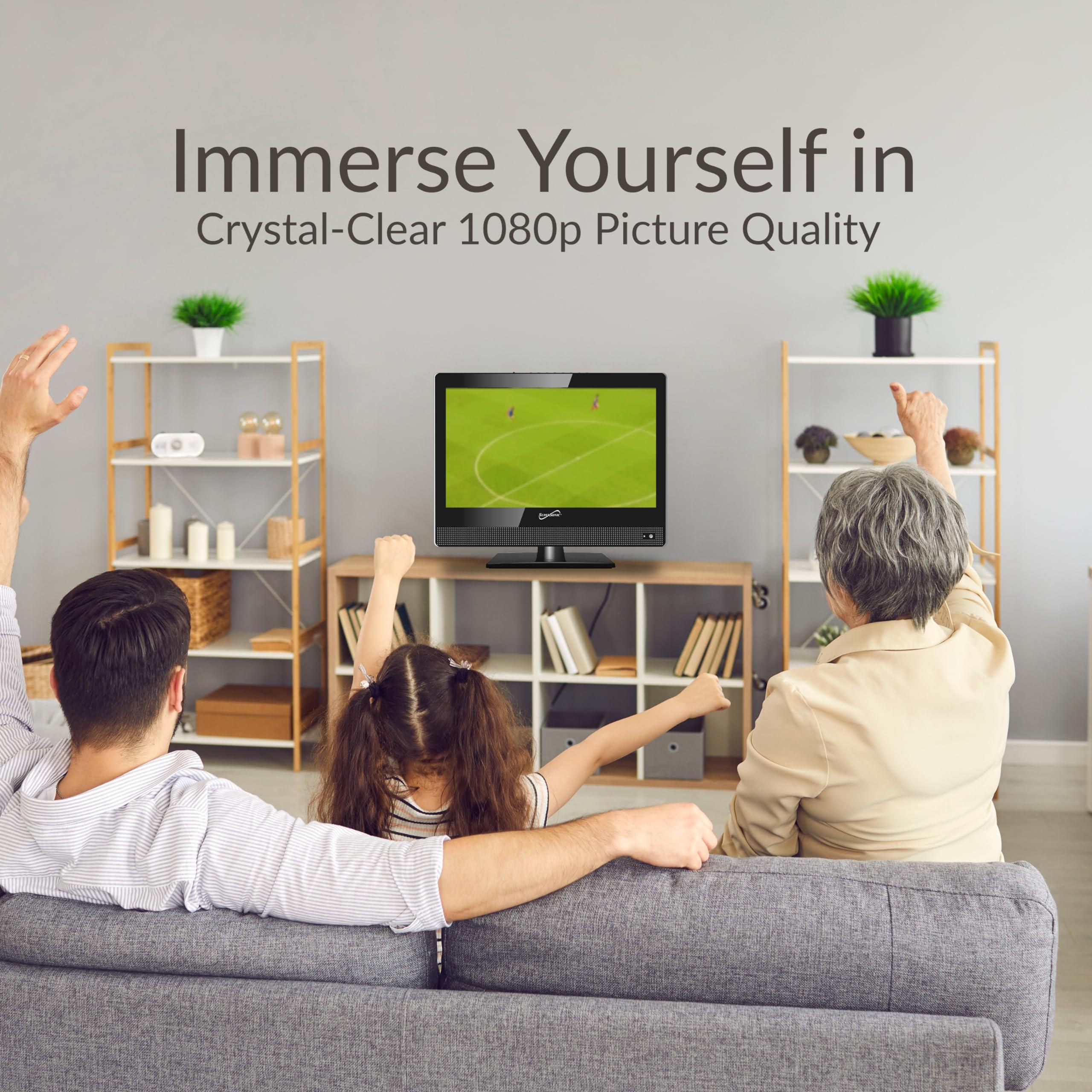 Supersonic Supersonic SC-1520VTV 15.6 inch Smart AC/DC LED TV, Powered by VIDAA, 1080p, WiFi, Built-in Speakers, USB, 3X HDMI ARC, For Kitchen, RV, Boat, Truck, Playroom, Room, Remote, DC Car Cord INCLUDED-Black