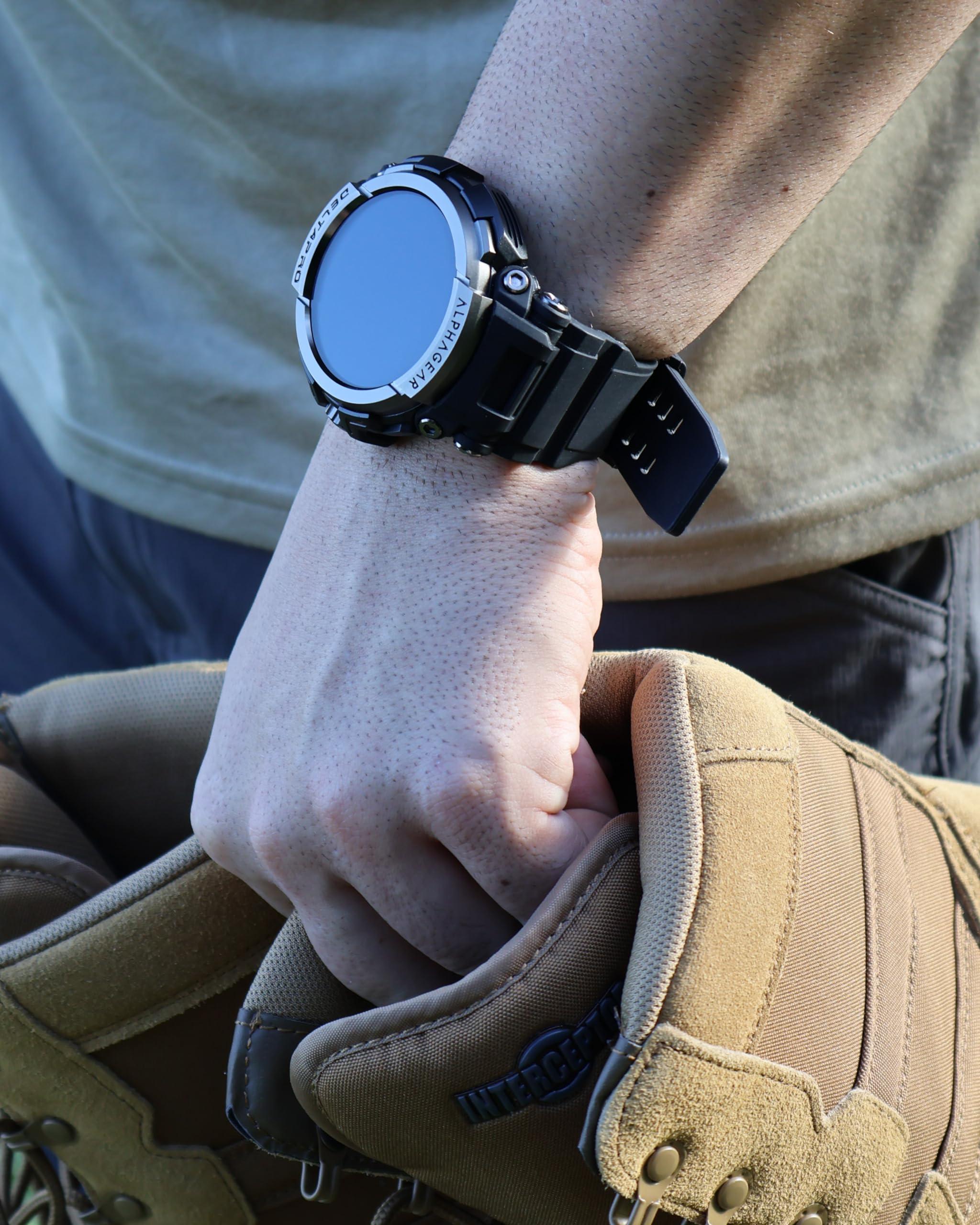 ALPHAGEAR ALPHAGEAR Delta PRO Smartwatch for iPhone & Android, Rugged Smart Watch (Answer/Make Call), Wellness Tracker with 1.58" AMOLED Screen, 10-14 Days Battery, 5 ATM (2xScreen Protector Included)