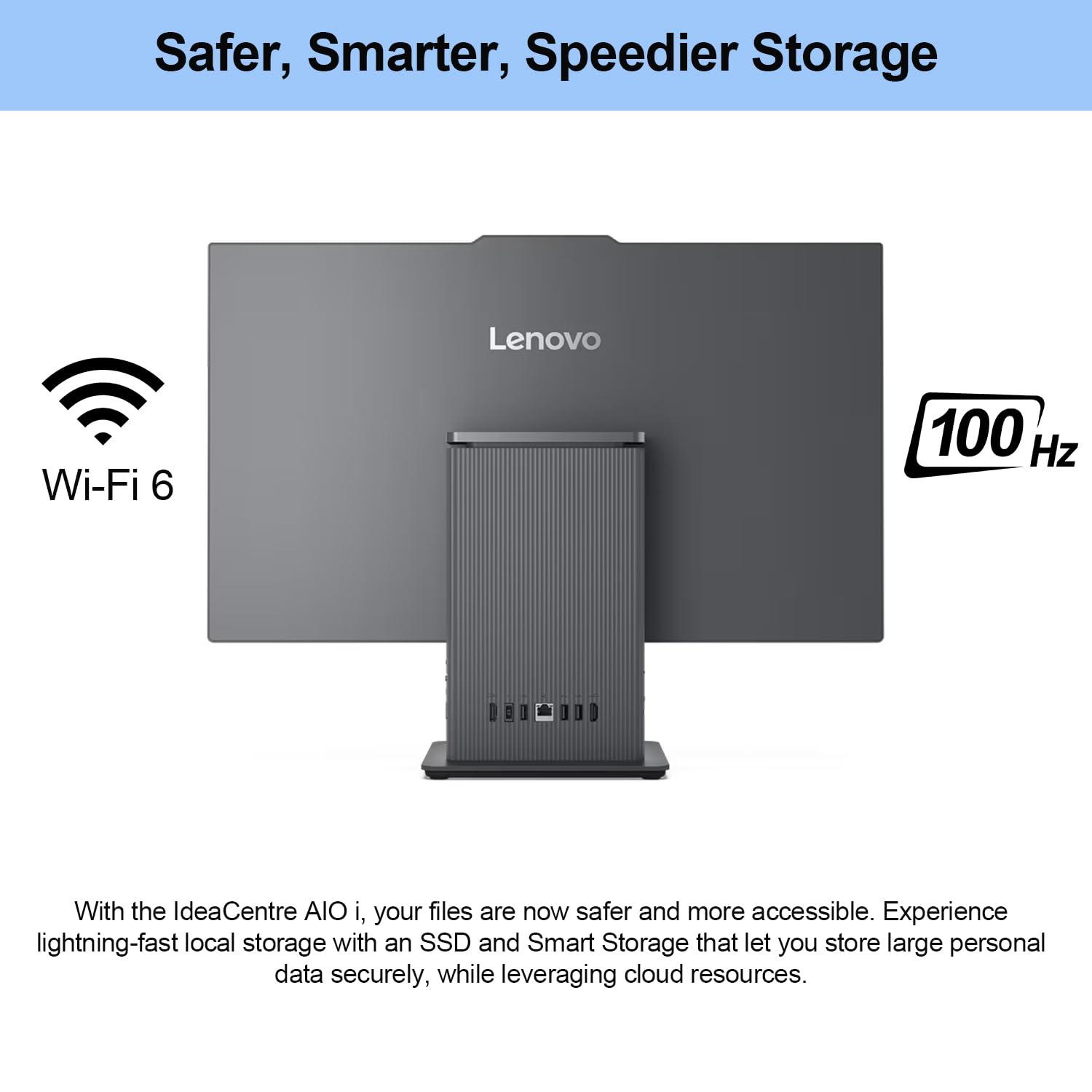 Lenovo Lenovo 2024 IdeaCentre I All-in-One, 27\" FHD Touchscreen 100Hz, Intel Core i5-13420H, 16GB DDR5 RAM, 512GB SSD, Wireless Charging Base, Wireless KB & Mouse, Wi-Fi 6, Windows 11 Home, Grey