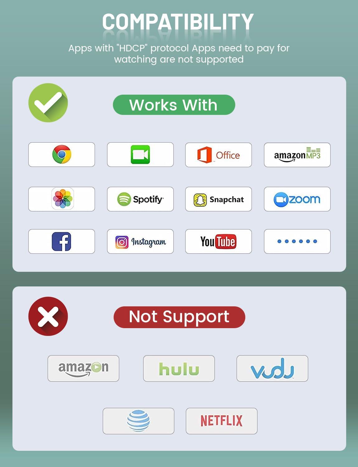 nohzio NOHZIO Wireless HDMI Display Dongle Adapter,No Need Any APP,No Setup, Streaming Video/Audio from Laptop,Tablet, PC, Smartphone to HDTV/Projector/Monitor, Support Android, iOS, Windows and MacOS