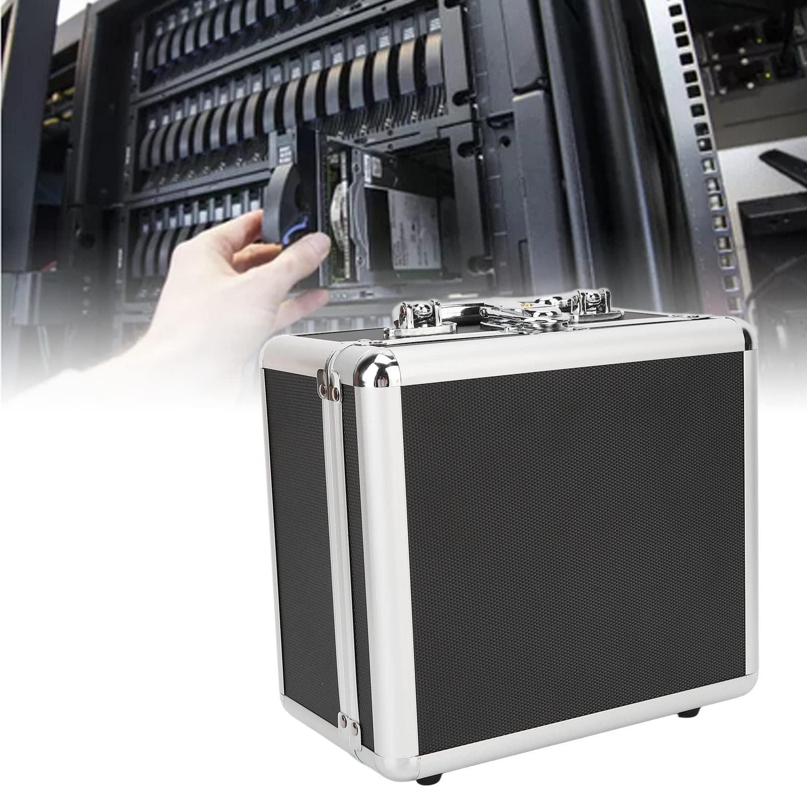 Heayzoki 2.5 Inch Hard Drive Storage Box, Hard Drive Storage Box Case with Security Lock, 20 Bays Waterproof External Hard Disk Carrying Case Convenient Handle