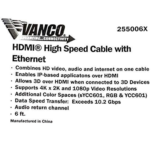 Vanco Vanco 255006X Performance Series High Speed HDMI Cable with Ethernet, 6'