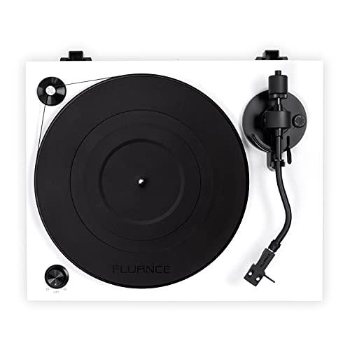 Fluance Fluance RT82 Reference High Fidelity Vinyl Turntable Record Player with Ortofon OM10 Cartridge, Speed Control Motor, High Mass MDF Wood Plinth, Vibration Isolation Feet - Piano White