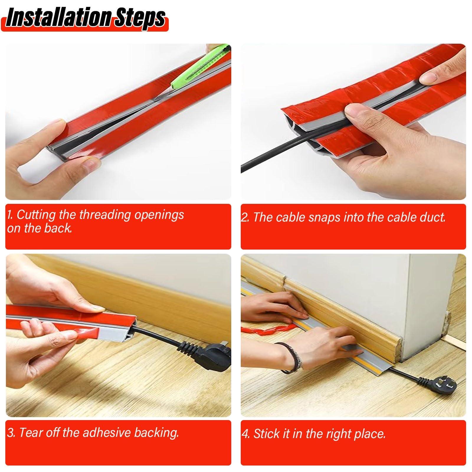 SUNULAN Cable Trunking,Wood-Effect Half round Cable Raceway,Self-Adhesive Backing Paintable Cable Trunking,Cable Concealer Management/Black-20Mm(79/100In)(Red 20Mm(79/100In))