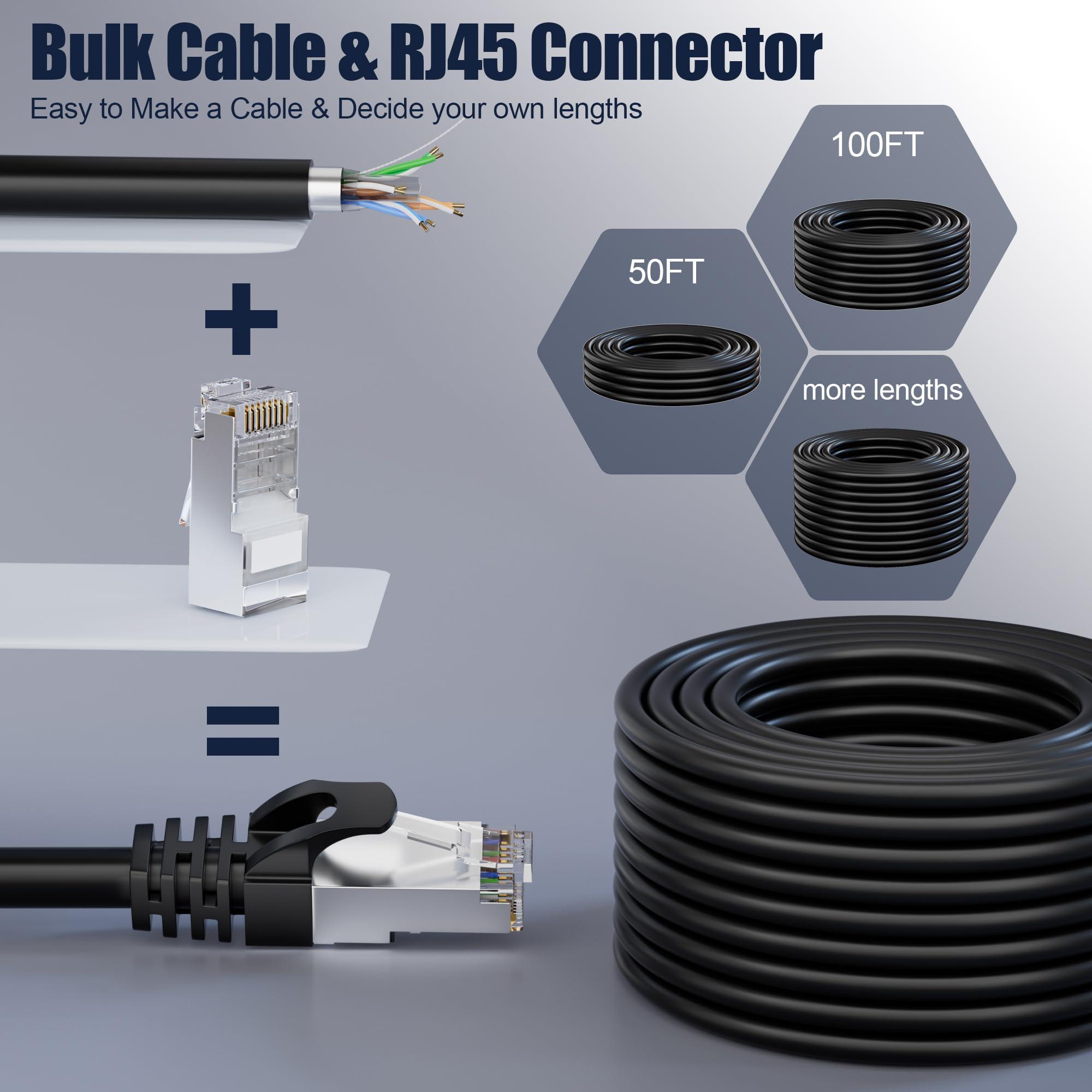 MEIPEK MEIPEK Cat 6 Outdoor Ethernet Cable 328ft/100M (20 RJ45), Cat 6 Shielded Ethernet Cable Direct Burial, Heavy Duty 23AWG, Waterproof, UV Resistant, Internet Cable, Cat6 300+ft for Router, Gaming, CCA