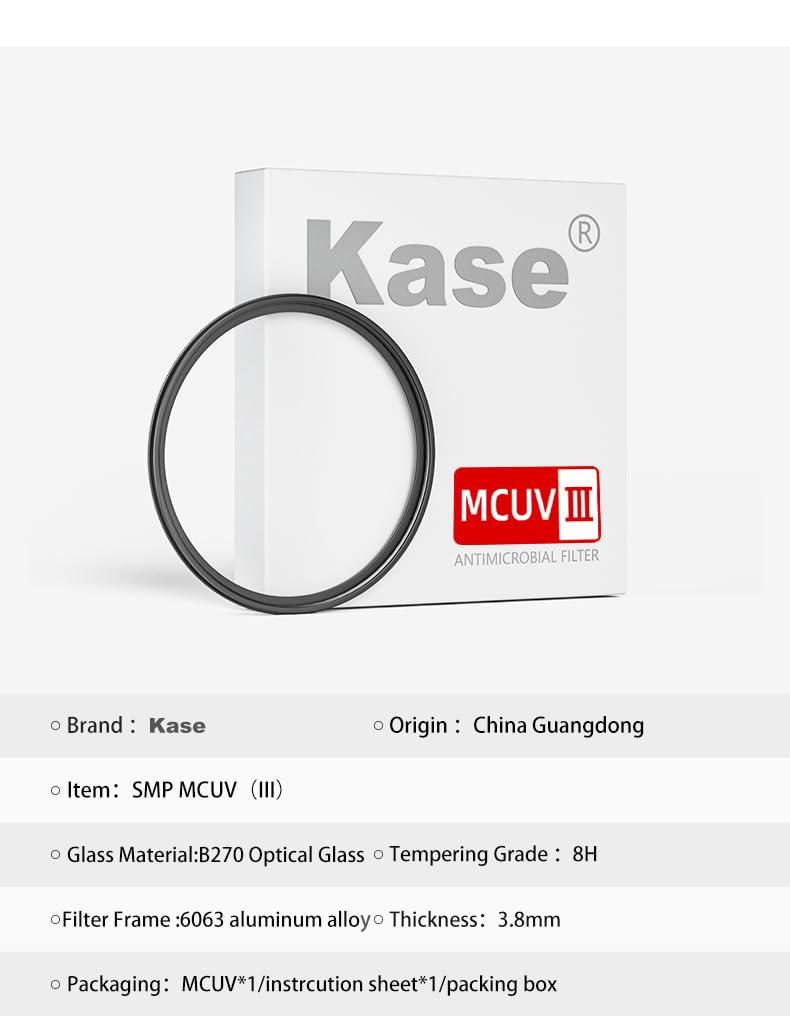 Kase Kase SMP MCUV III Screw-in Slim UV Filter Multicoated Tempered Hardened Optical Glass Anti-Flare Low Reflection (55mm)
