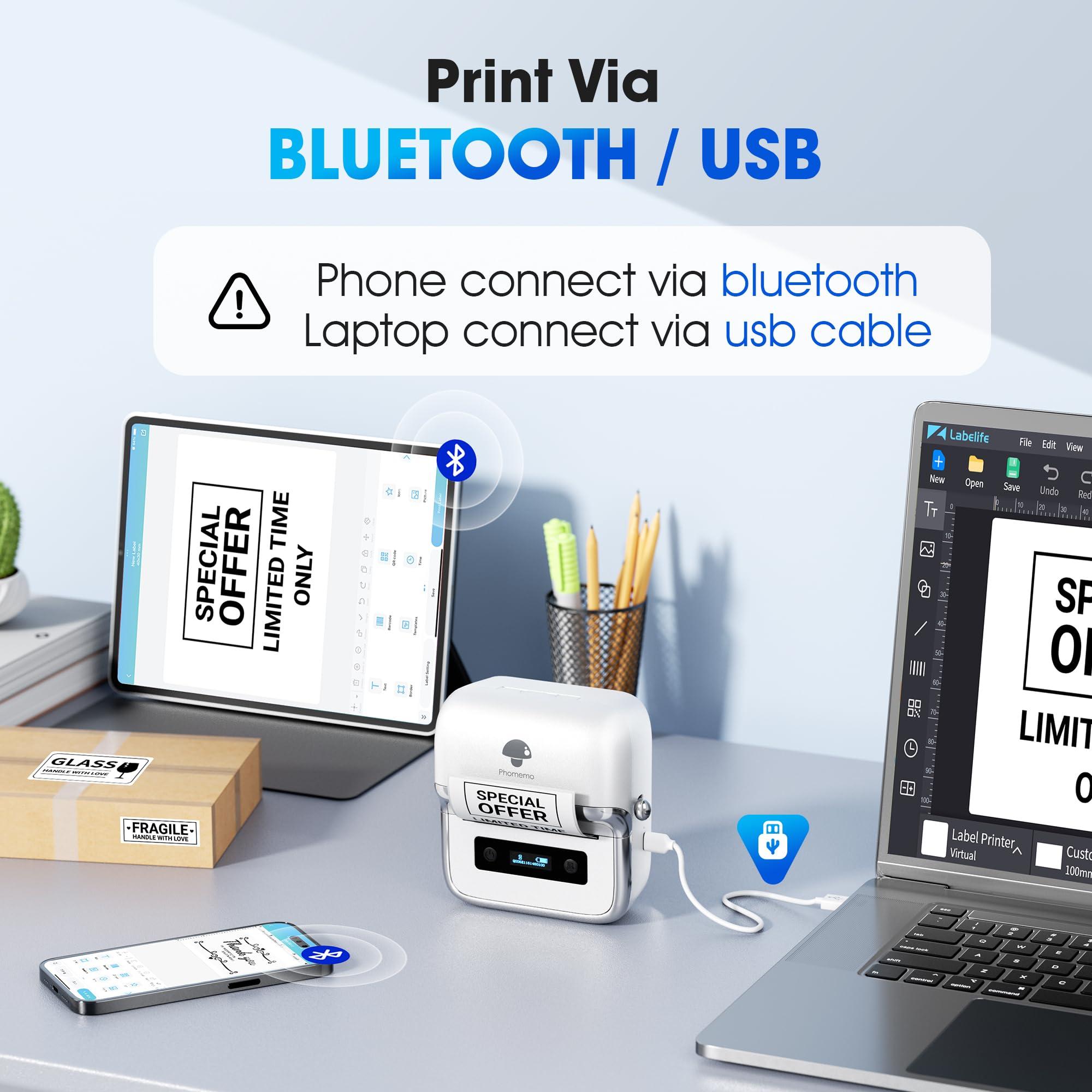 Phomemo Phomemo M250 Label Maker, 3 Inch Thermal Label Maker, Portable Barcode Label with Tape, 3 Rolls 2.75" X 3.14" Thermal Labels