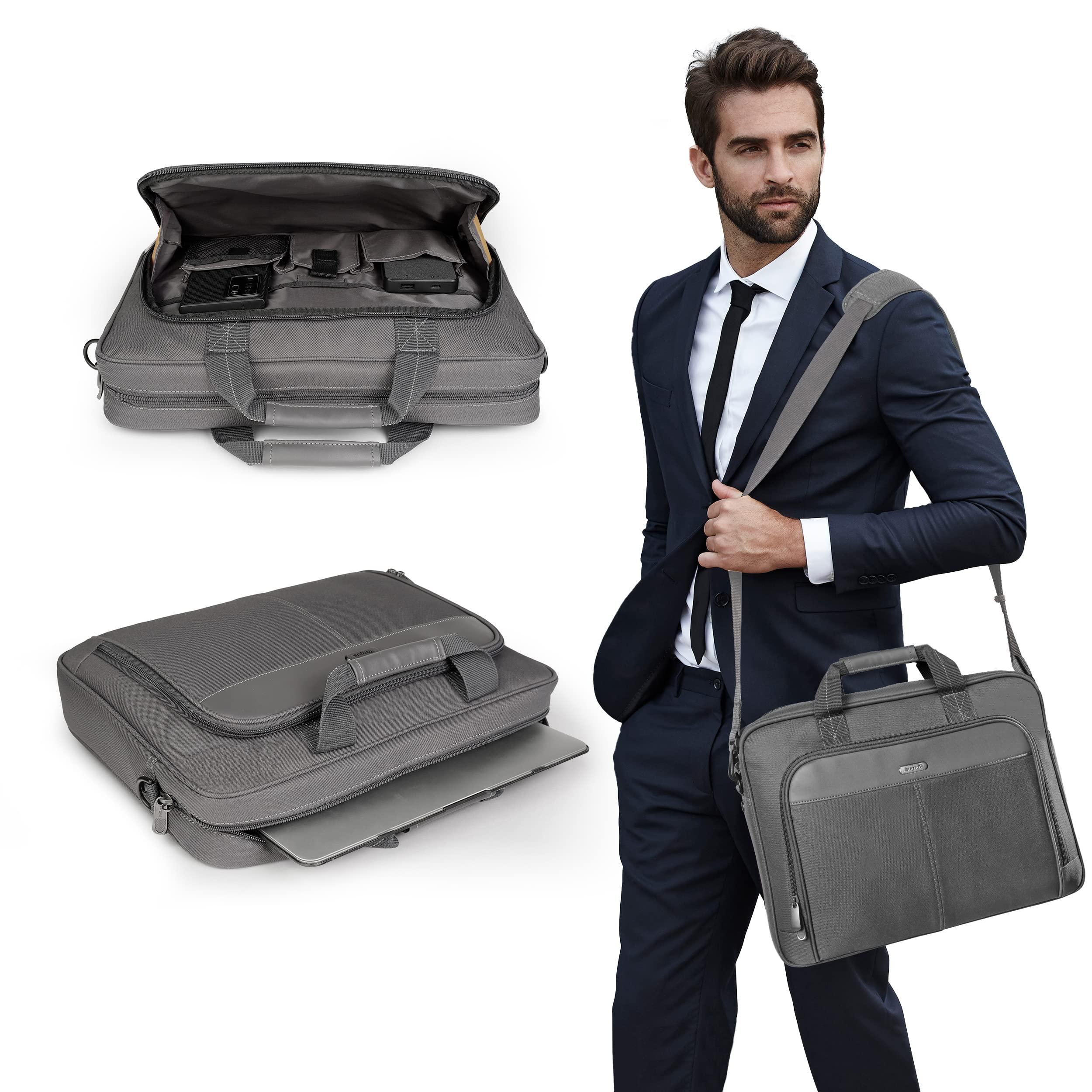 Targus Targus 15-16 Inch Classic Slim Laptop Bag, Gray - Ergonomic Briefcase and Messenger Bag - Spacious Foam Padded Laptop Bag for 16" Laptops and Under (TCT027US)