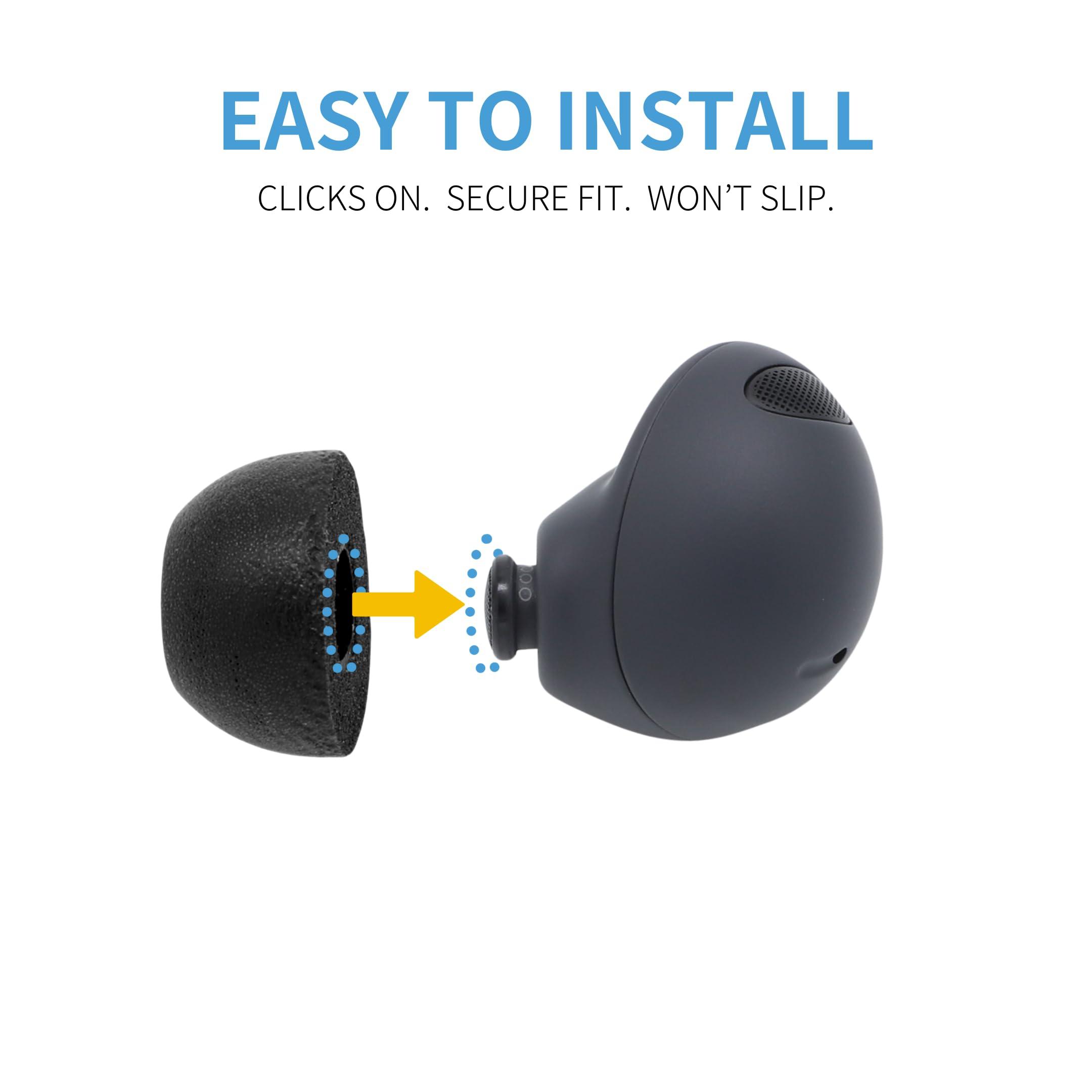 COMPLY Comply Foam New TrueGrip Premium Memory Foam Ear Tips for Samsung Galaxy Buds2 Pro Earbuds, Medium Black, 3 Pairs, Superior Noise Isolation, Increased Comfort, Secure in-Ear Fit, with Cleaning Tool