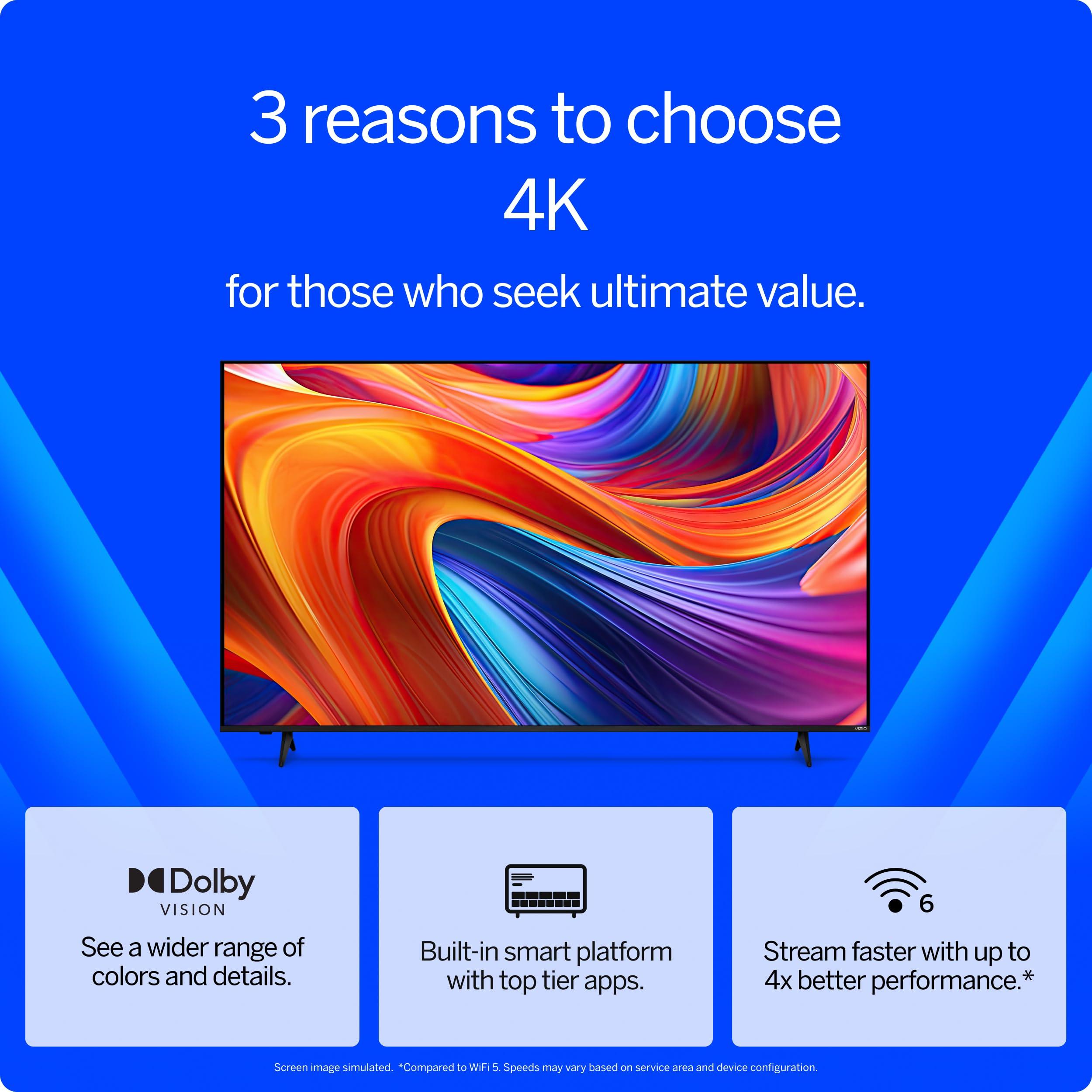 VIZIO VIZIO 43-inch 4K UHD LED Smart TV w/Dolby Vision HDR, DTS Virtual: X, Alexa Compatibility, Chromecast Built-in, Bluetooth Headphone Capable (V4K43M-08) (Renewed)