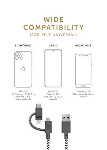 Native Union Native Union Belt Cable Universal - 6.5ft Ultra-Strong Reinforced [MFi Certified] Durable Charging Cable with 3-in-1 Adaptor for Lightning, USB-C and Micro-USB Devices (Zebra)