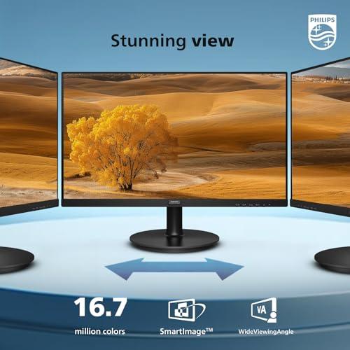 Philips Computer Monitors Philips 22 inch Class Thin Full HD (1920 x 1080) Monitor, 100Hz Refresh Rate, VESA, HDMI x1, VGA x1, LowBlue Mode, Adaptive Sync, 4 Year Advance Replacement Warranty, 221V8LB