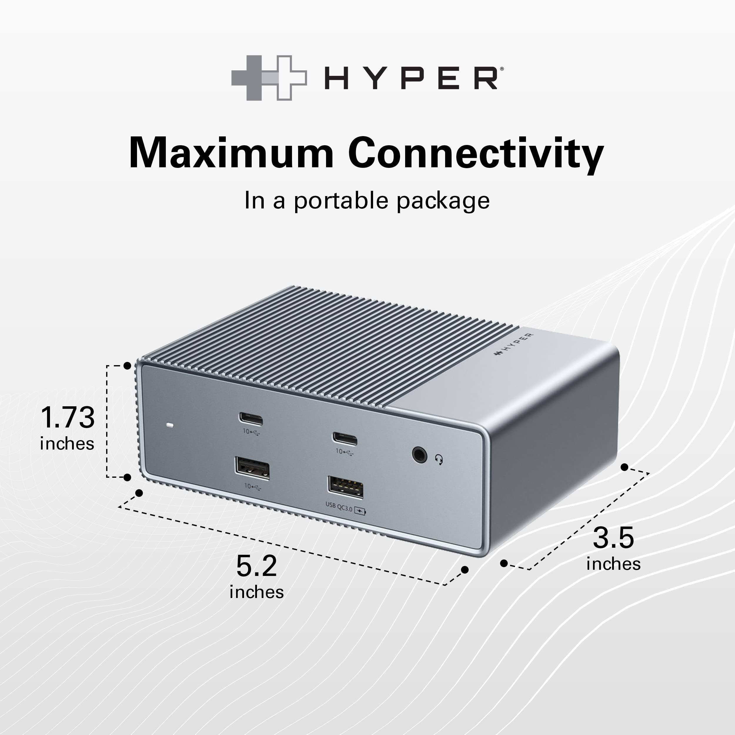 Hyper HyperDrive GEN2 15-in-1 USB-C Docking Station for MacBook, iPad, PC - HDMI or DP, Up to 3 Extended Displays, High-Speed USB Data Transfer