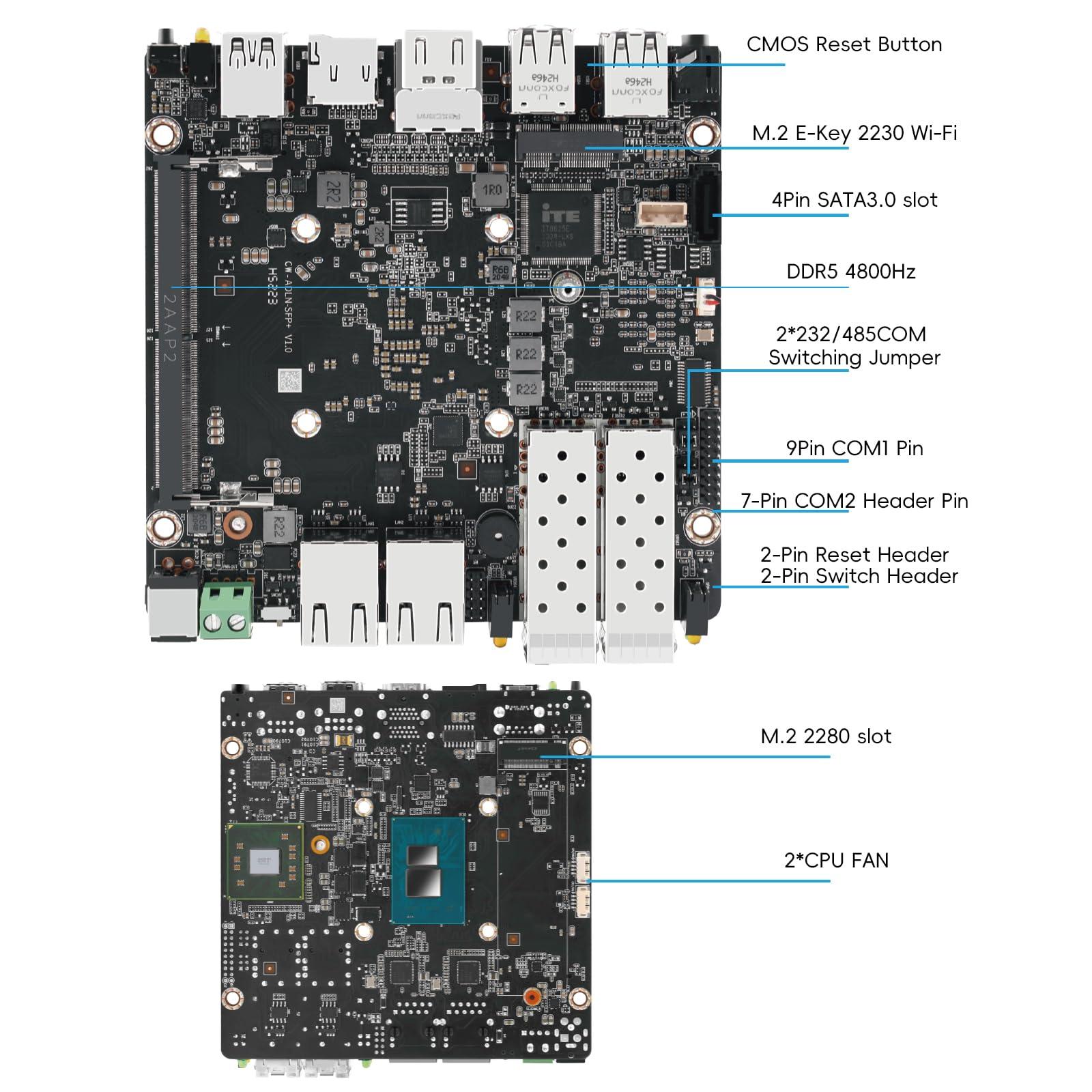 MOGINSOK MOGINSOK Fanless Mini PC 10Gbe SFP+ Windows 11 Pro, Intel N305 (8C/8T) 32G DDR5 1TB M.2 PCIE SSD, Mini Desktop Computer Firewall Appliance Support 4K Dual HDMI/USB3.2/WIFI6 for Home/Office/Business