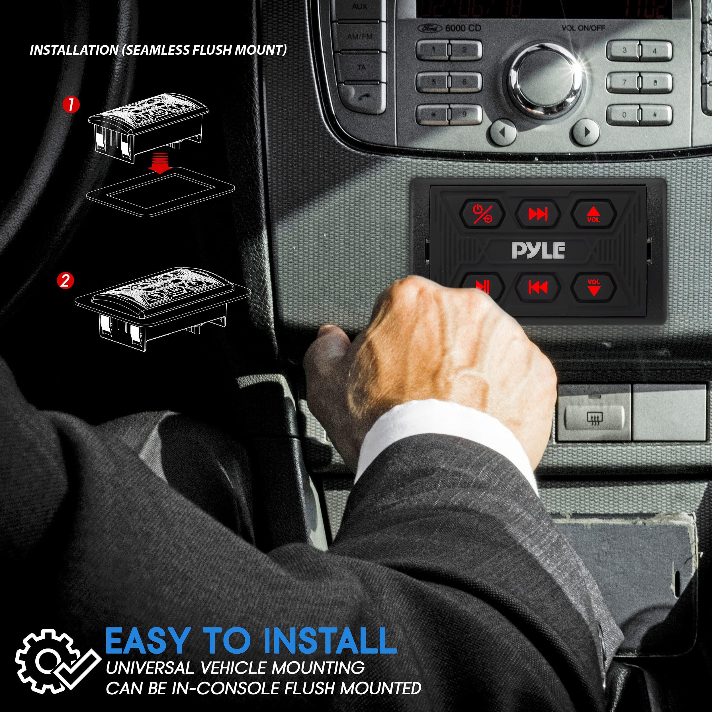 Pyle Pyle Car Stereo, Bluetooth Car Radio, Car Radio, Waterproof Marine Receiver, USB & AUX Inputs, IPX6 Rated, Universal Mounting, Includes 3.5mm Cable, Wireless Range 30ft, Pyle PLMRBTSQ1