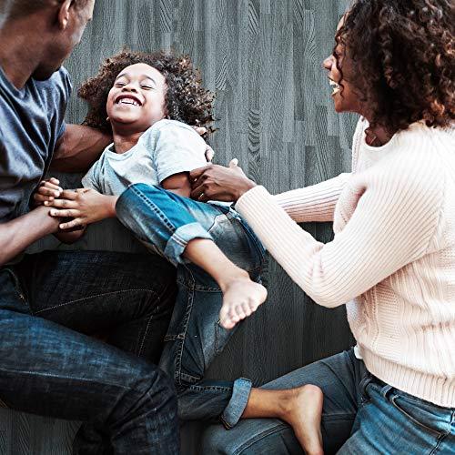 FOREST FLOOR Forest Floor 3/8 Inch Thick Printed Foam Tiles, Premium Wood Grain Interlocking Foam Floor Mats, Anti-Fatigue Flooring Stylish Flooring Solution, Slate, 24 Sq Ft