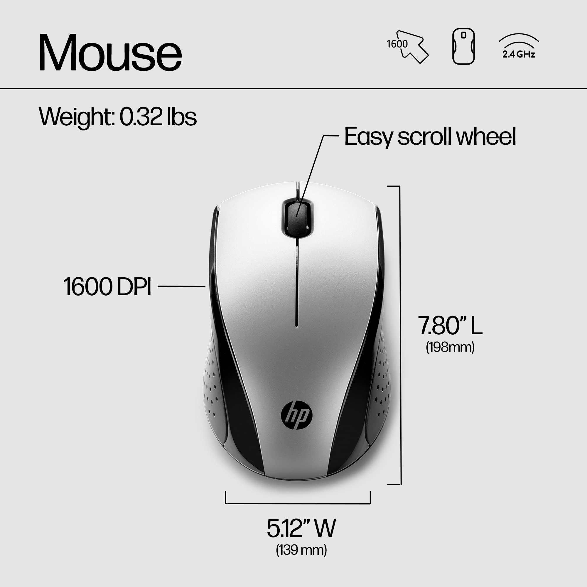 HP HP X3000 G3 Wireless Mouse Silver, up to 15-Month Battery,Scroll Wheel, Side Grips for Control, Travel-Friendly, Blue LED, Powerful 1600 DPI Optical Sensor, Win XP,8, 11 Compatible (683N9AA#ABL)