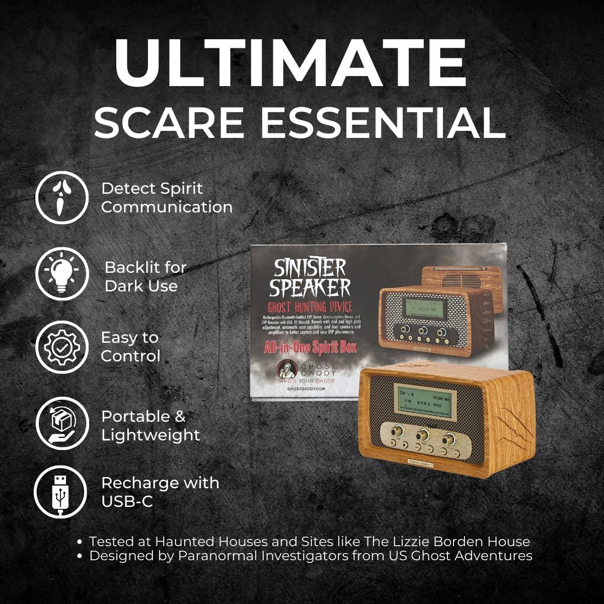 US Ghost Adventures Sinister Speaker Spirit Box Dual EVP Recorder & Bluetooth Ghost Box | Paranormal Activity Detector with AM/FM/SW Sweep | Vintage-Inspired Design
