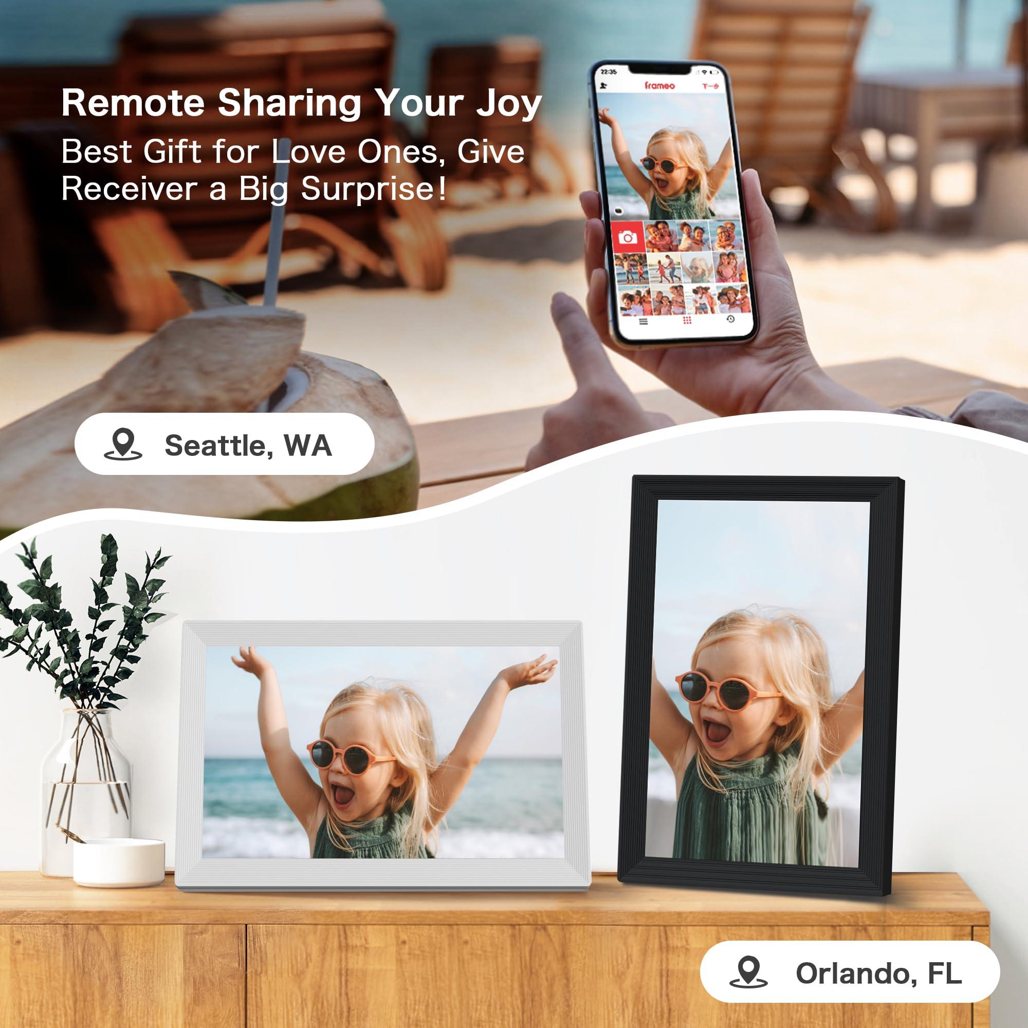 Pastigio Digital Picture Frame 2 Pack, 15.6 Inch Frameo Digital Frame WiFi, 1920 * 1080 HD IPS Touch Screen Digital Photo Frame Electronic, 32GB Memory, Auto-Rotate, Share Photos/Videos, Black + White