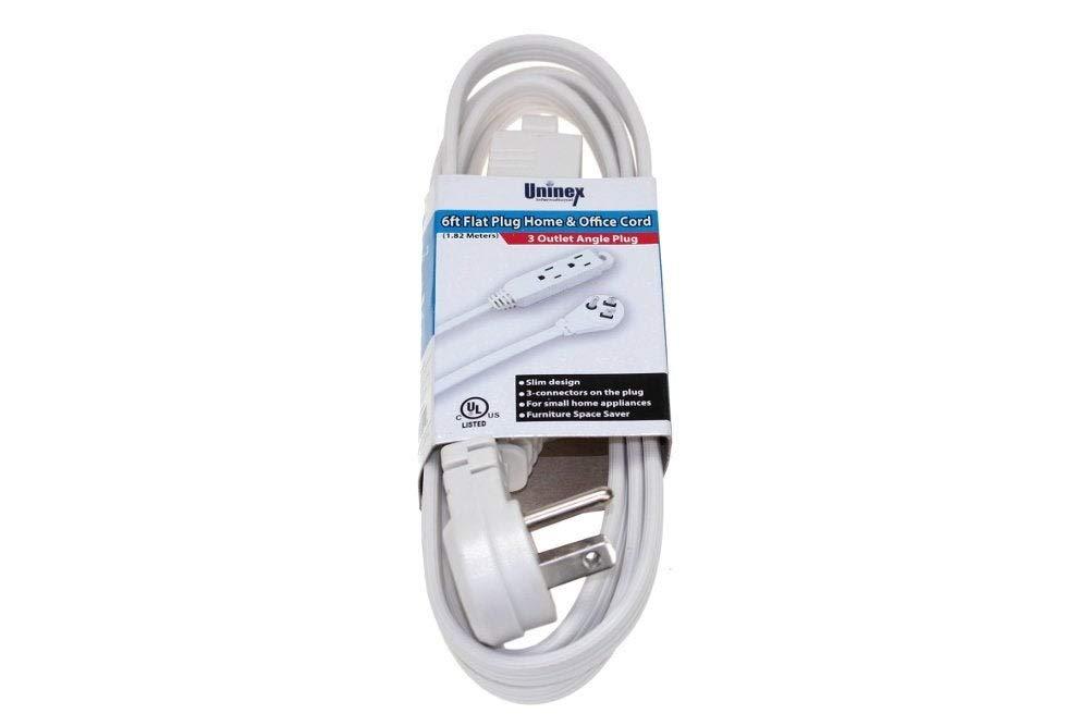 SF Cable SF Cable 12Ft 16 AWG Grounded 3-Outlet Flat Angle Extension Power Cord, 13A, 125V, White - Compitable for Small Home/Office appliances