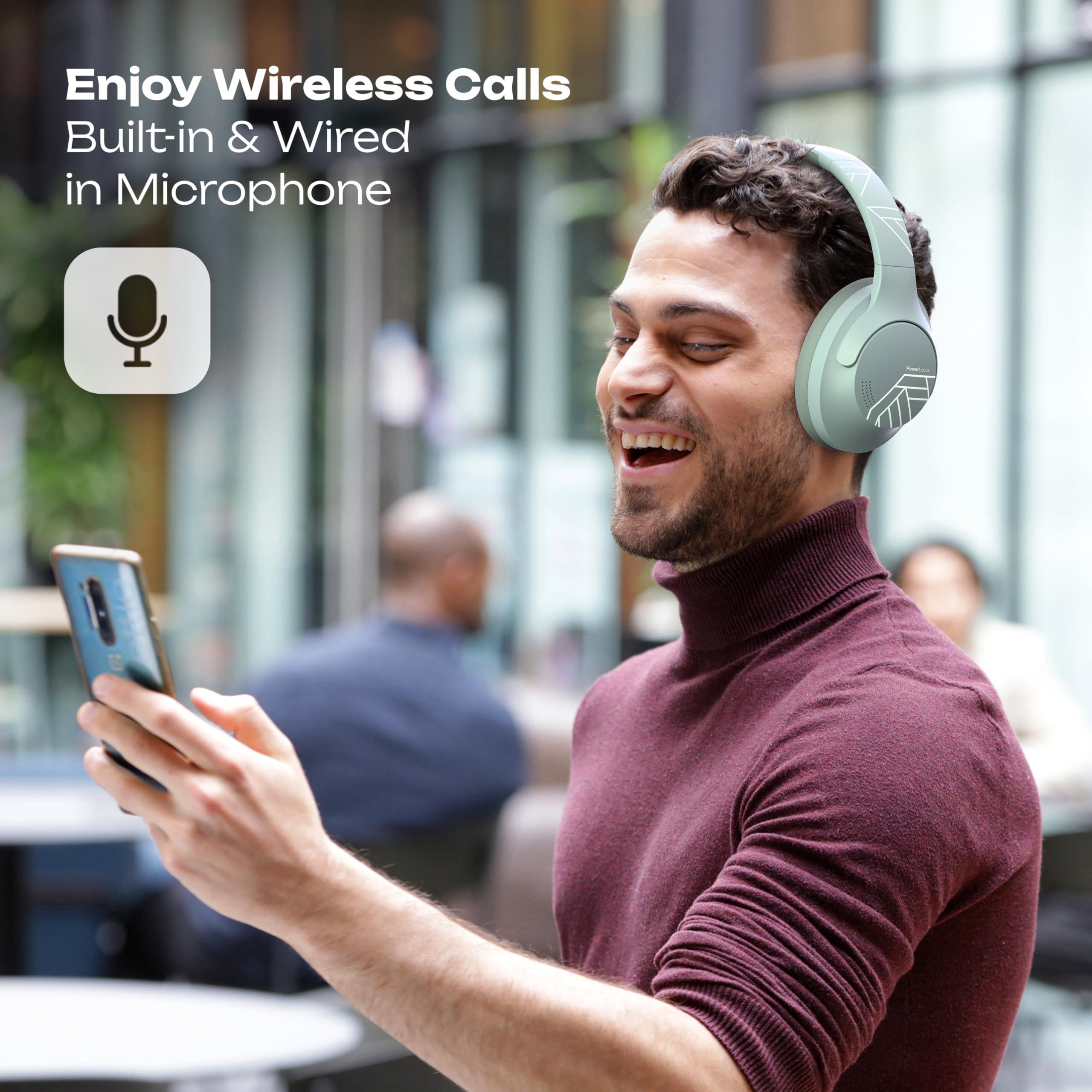 PowerLocus PowerLocus Bluetooth Headphones Over Ear, 50H Playtime with 4 EQ Modes Wireless Headphones with Microphone, HiFi Stereo Deep Bass, Soft Ear Cups, Foldable Lightweight Headset for Travel/Office/Workout