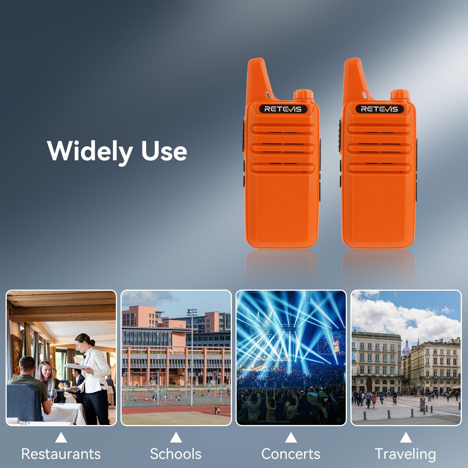 Retevis Retevis RT22 Rechargeable Walkie Talkies, Long Range Two Way Radio for Adults,Portable Handheld Radio,Voice Activated, Emergency Alarm,Upgraded Type-c Charing,Outdoor Hiking Travel(4 Pack, Orange)