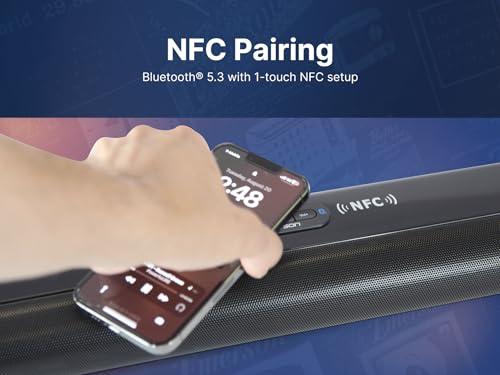 Emerson Emerson EHS-2003 42-Inch Bluetooth Soundbar with HMDI ARC, Wireless NFC Connectivity, 2.0 Channel Audio, USB/AUX Inputs, FM Radio, Wall Mountable Design, and Remote Control