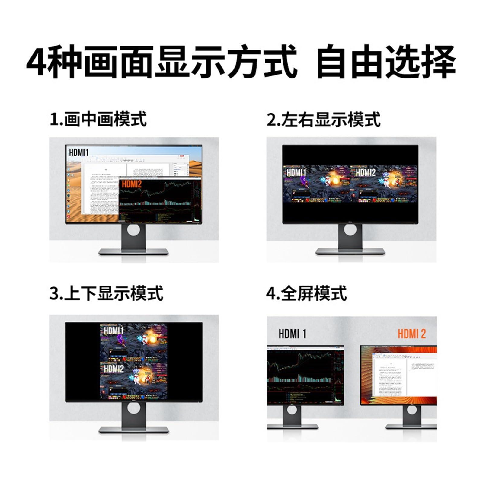 XOIIIQND XOIIIQND HDMI Split Screen Splitter into Two Computer Multi-Screen Two in and one Out Display Different Screen Switching Splitter