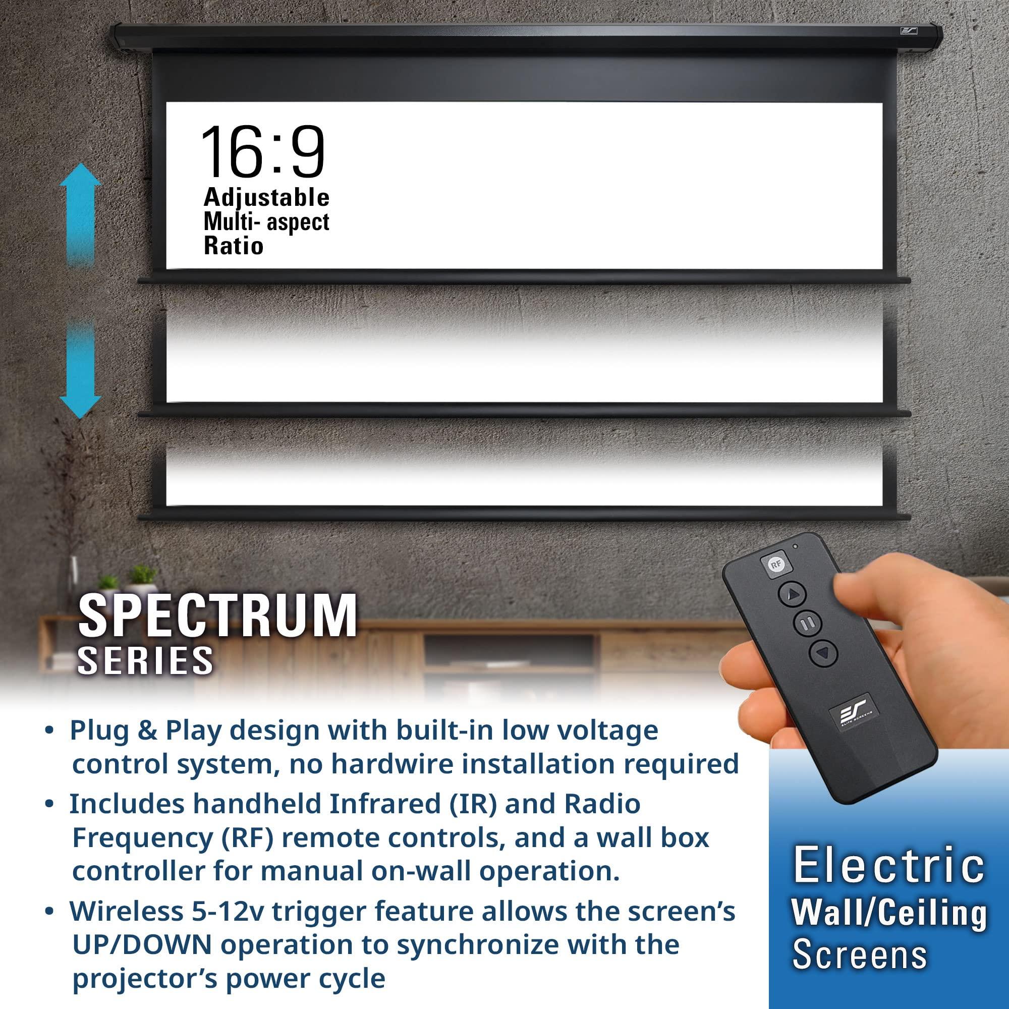 Elite Screens Elite Screens Spectrum RC 1 Remote KIT, 100-INCH Diag 4:3, Motorized Projection Screen Movie Home Theater 4K/8K Ultra HD Ready, ELECTRIC100V2