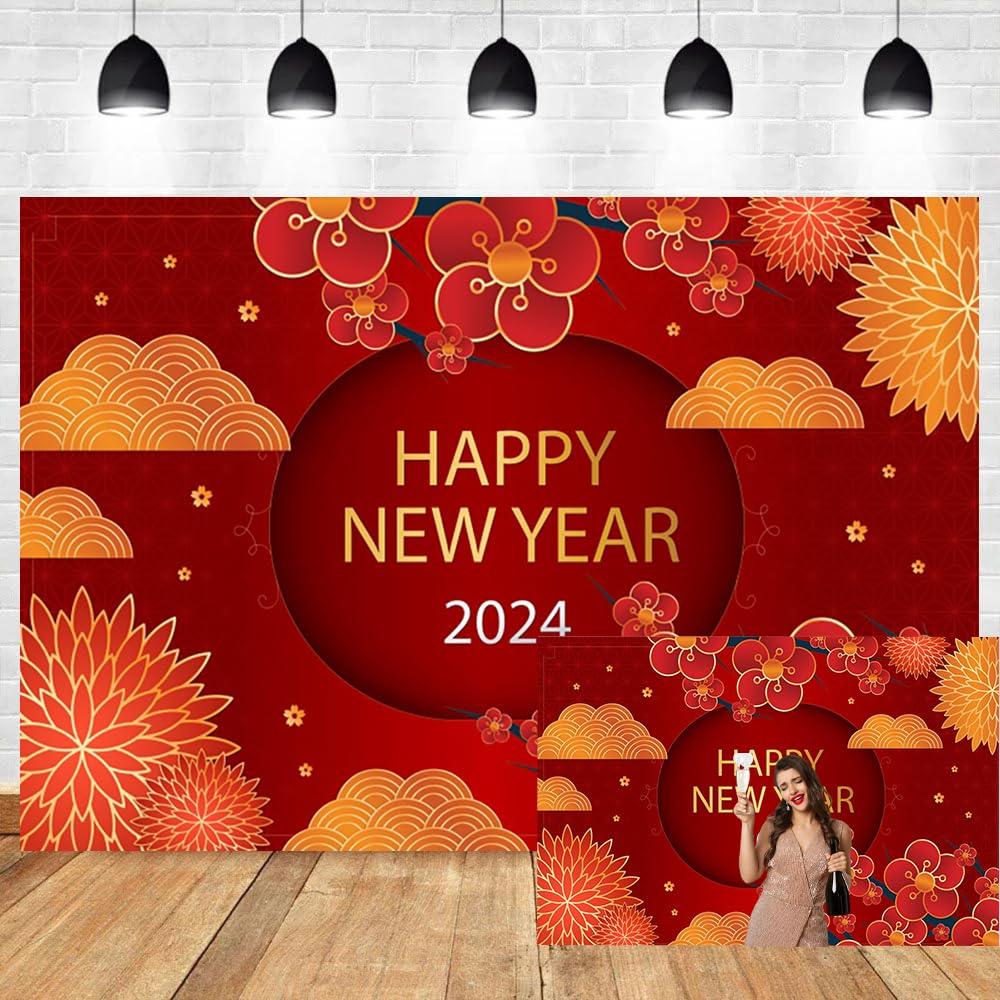 OERJU OERJU Happy Chinese New Year 2024 Backdrop Lunar New Year Backdrop Chinese Spring Festival Celebration Party Decorations Photography Background Chinese Style Dragon New Year Photo Backdrop 10x8ft
