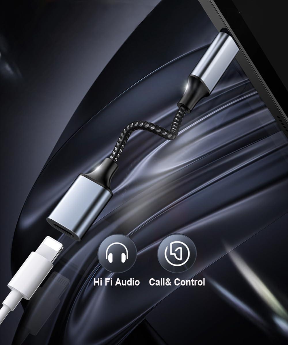 UWOXX USB C to Lightning Audio Adapter for iPhone 16 15 Pro Max, USB Type C Male to Lightning Female Headphones Cable Converter Fit with iPad Pro, Galaxy S23 S22, Pixel 7 6, MacBook (Can't Charge & Sync)