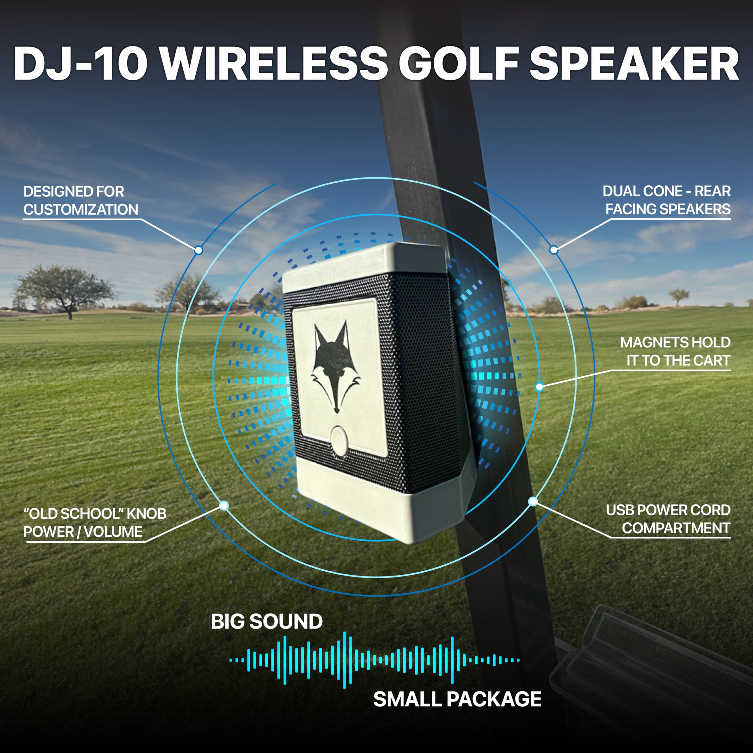 Desert Fox Desert Fox DJ-10 Wireless Golf Speaker - Bluetooth Speaker Built Specifically for Golf - Magnetic Attachment to Golf Cart (Gray)