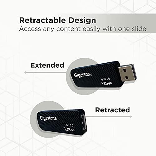 Gigastone Gigastone Z30 128GB USB 3.2 Gen1 Flash Drive, Capless Retractable Design Pen Drive, Carbon Fiber Style, Reliable Performance & Durable, USB 2.0 / USB 3.0 / USB 3.1 Interface Compatible