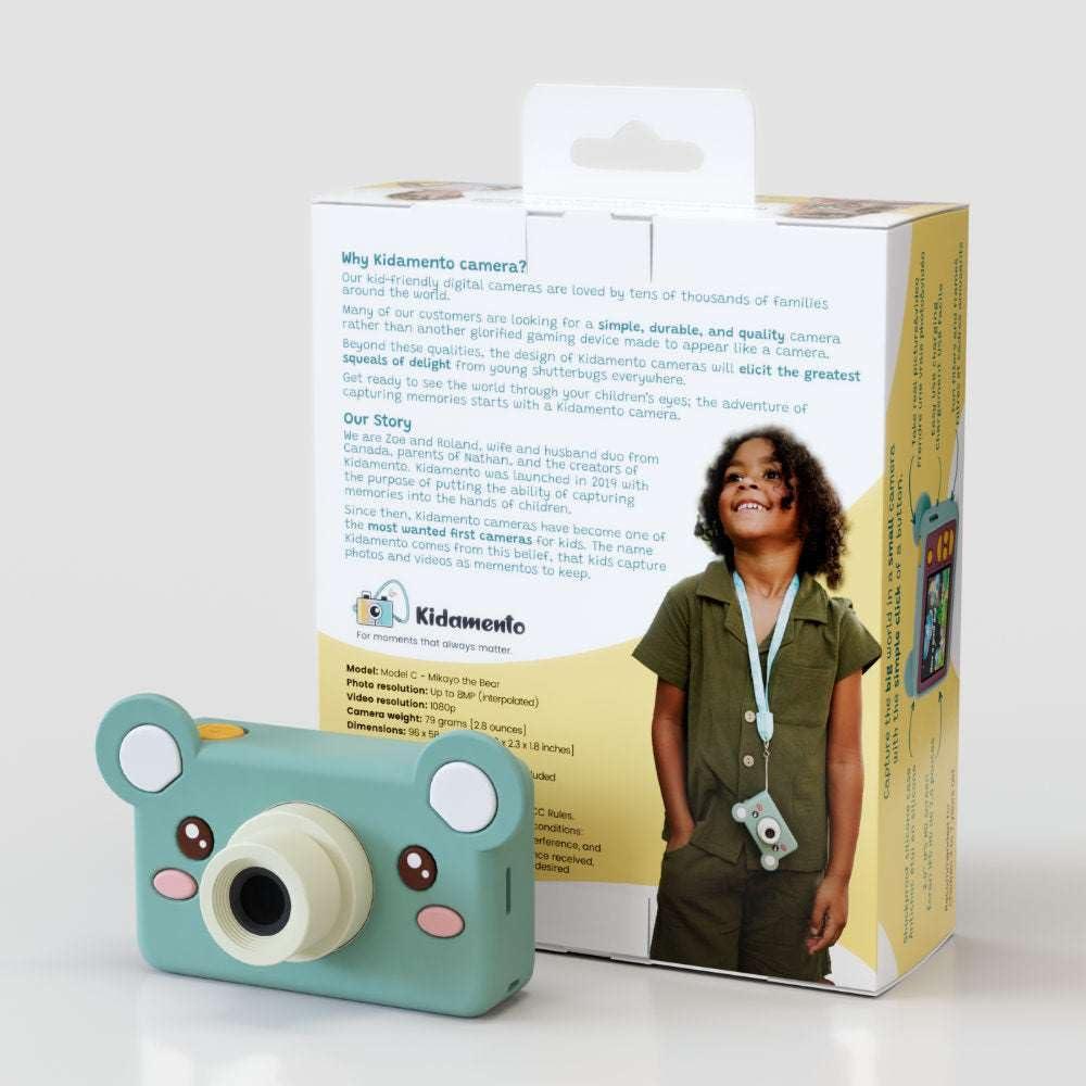 Kidamento Kidamento Kids Digital Camera & Video Camcorder, Soft BPA-Free Silicone Casing, 32GB Memory Card - Model C - Mikayo The Bear