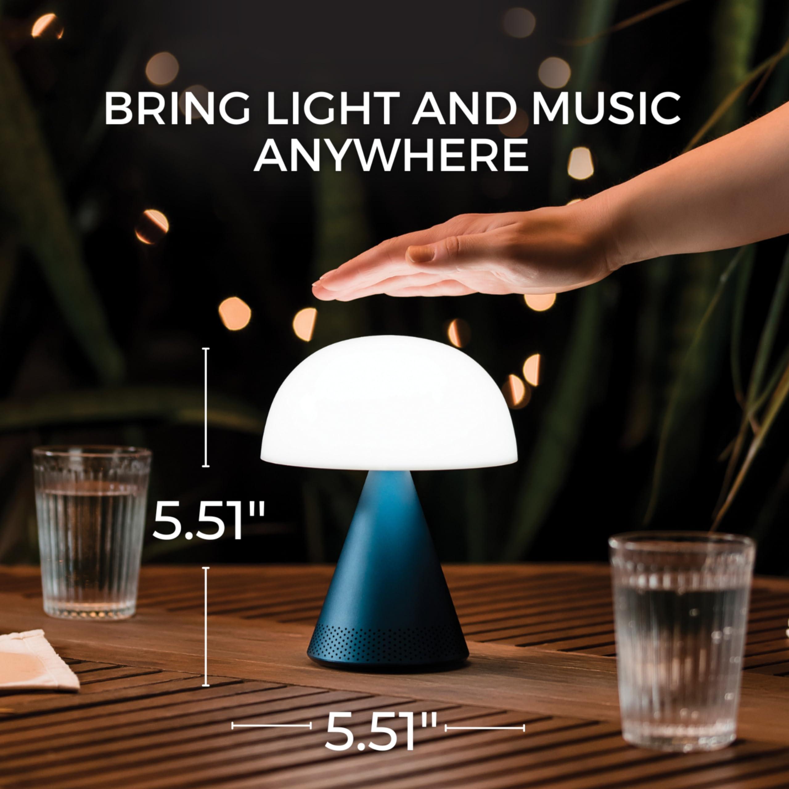Lexon Lexon Mina L Audio 2 in 1 Mushroom Table Lamp and Wireless Bluetooth Speaker, 9 LED Color Mood Lamp for Bedrooms & Living Room & Music Player - Alu Poli