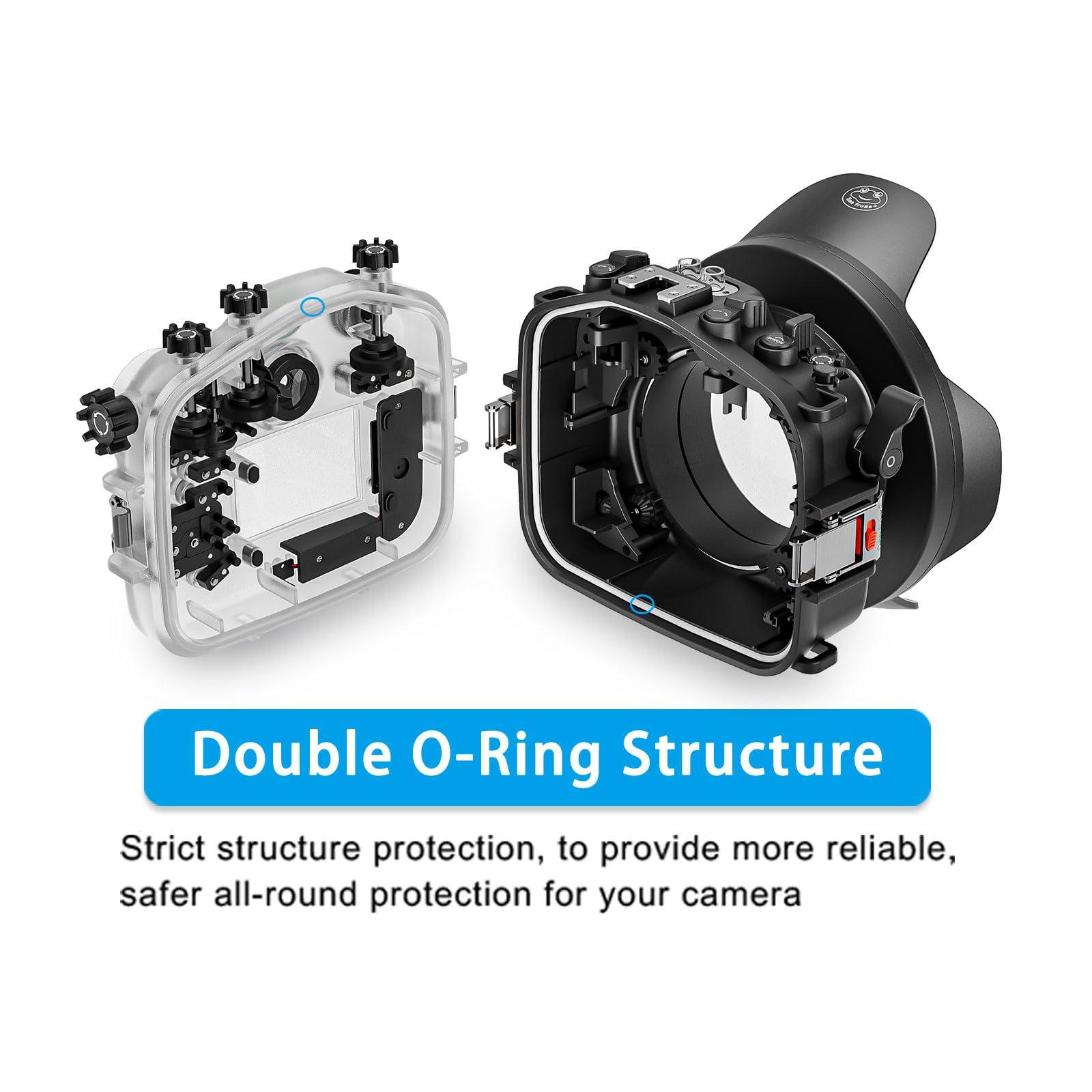 Sea frogs Sea frogs Underwater Camera Housing Compatible with Fujifilm X-T5 for XC 16-50MM 1:3.5-5.6 with Wide Angle Lens IPX8 40m/130ft Maximum Diving Depth Waterproof Camera Case for Diving, Surfing, Rowing