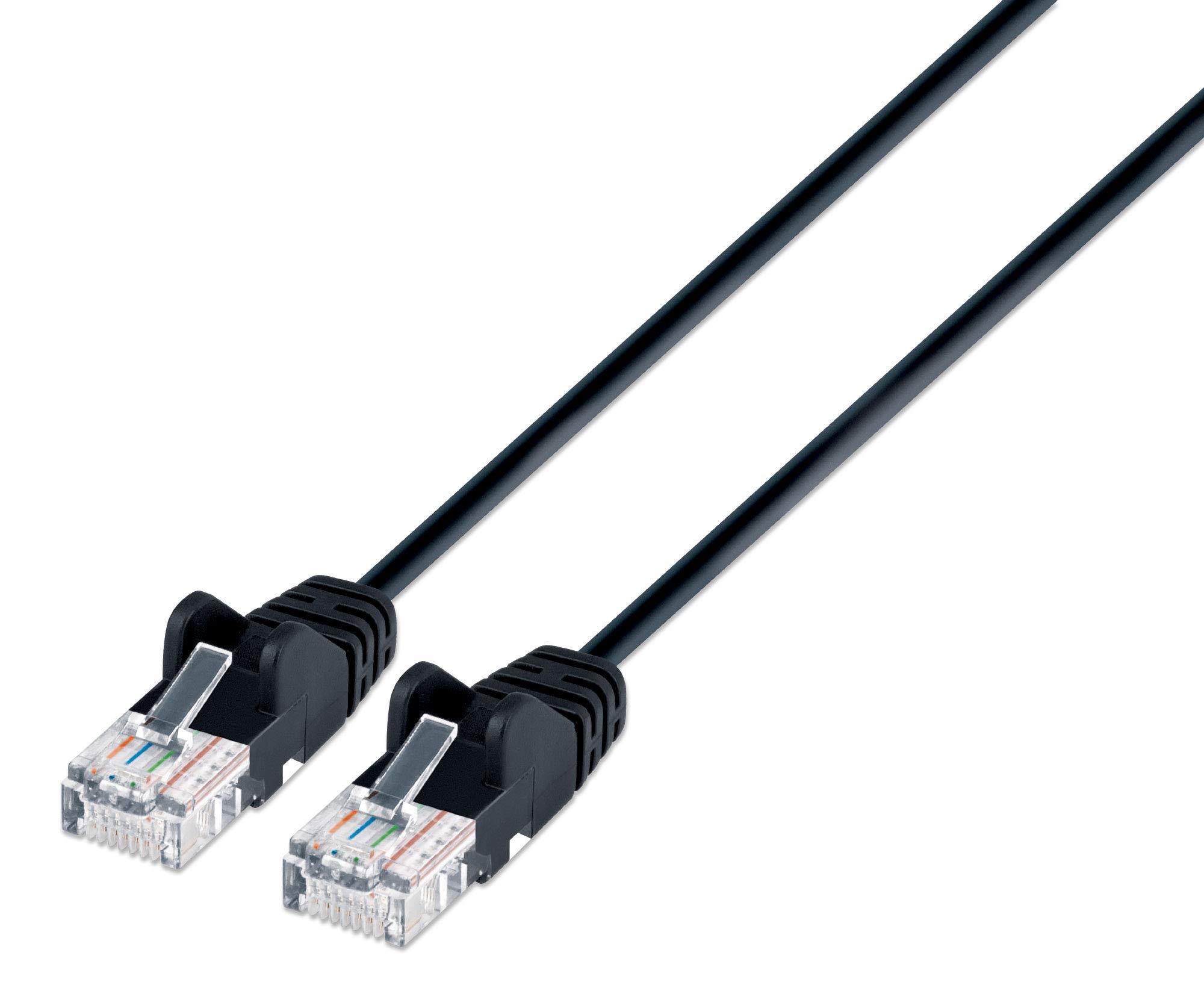 Intellinet Network Solutions Intellinet Slim Cat6 Ethernet Network Patch Cable 10G Internet Cord with Snagless Boot,RJ45 Male to RJ45 Male, Pure Bare Copper Wire, Gold-Plated Contacts, 30AWG-Lifetime Mfg Warranty, 3 ft Black