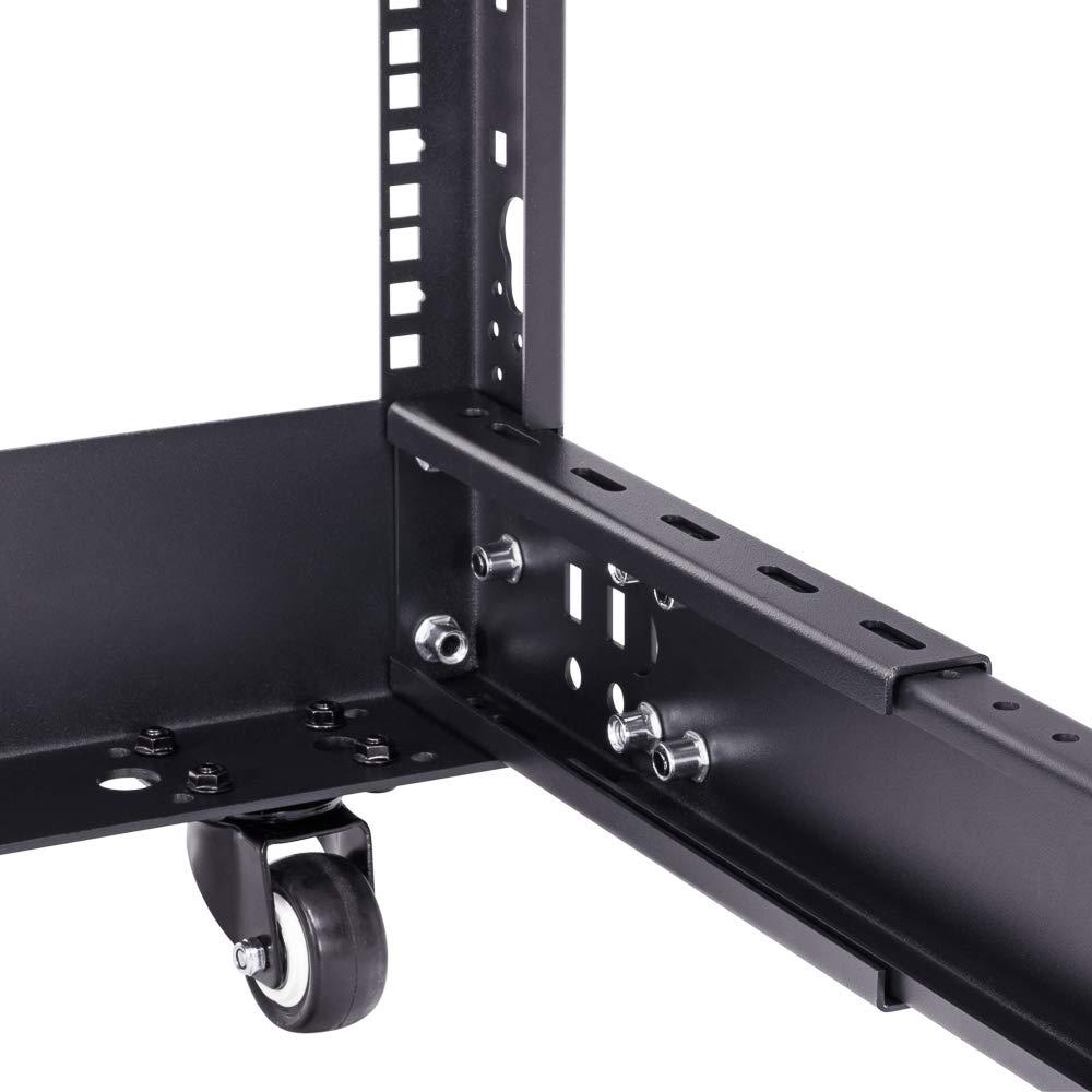 NavePoint NavePoint 12U 4 Post Server Rack Open Frame Rack for 19 Inch Equipment, Adjustable Depth 4-Post Network Rack with Casters Wheels, 12U Server Rack 1322lbs Capacity, Black