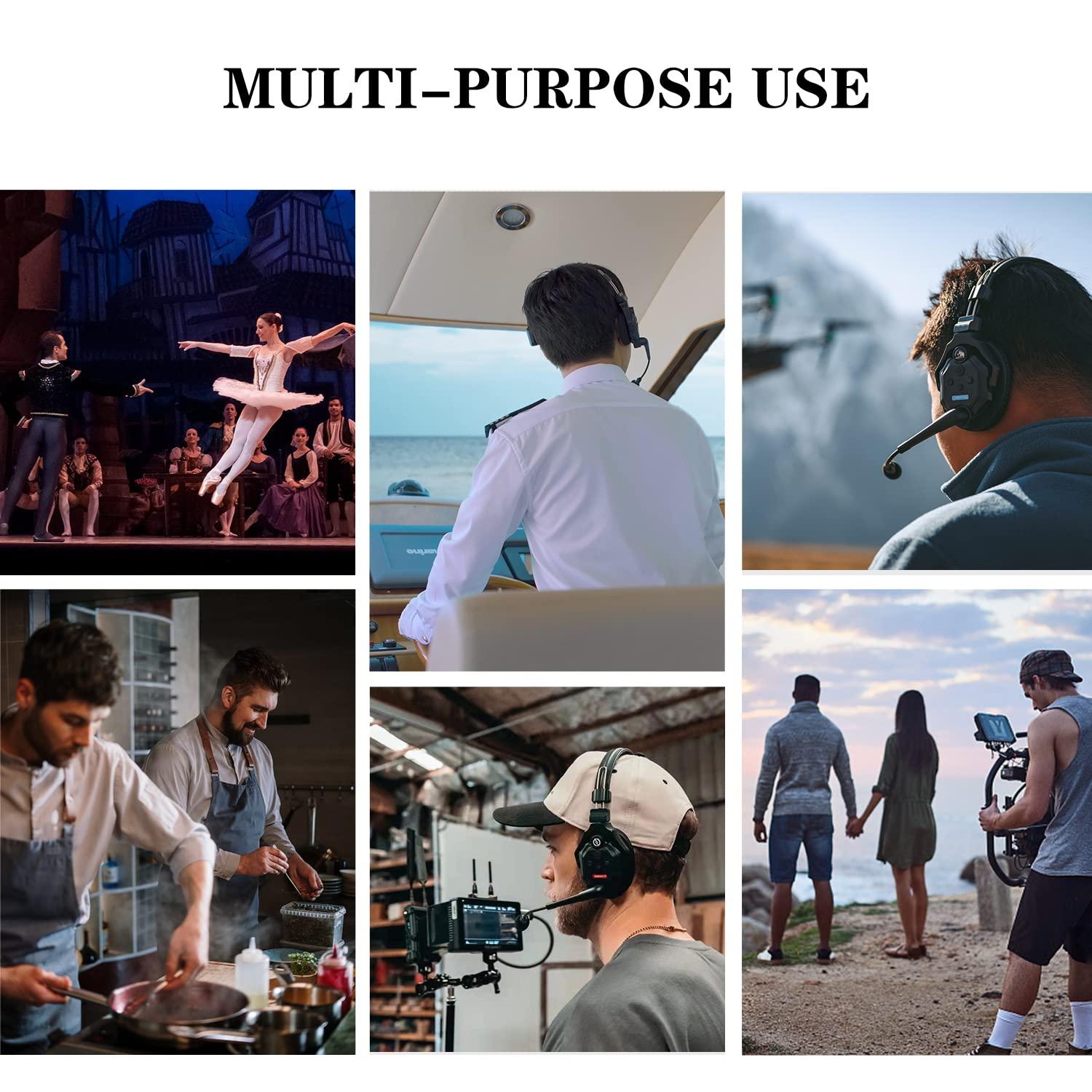 HollyView Hollyland Solidcom C1 2 Users 1100ft Full-Duplex Wireless Headset Intercom System for Team Communication Group Talk Single-Ear Headset with 1 Master & 1 Remote Headsets (C1-2S)