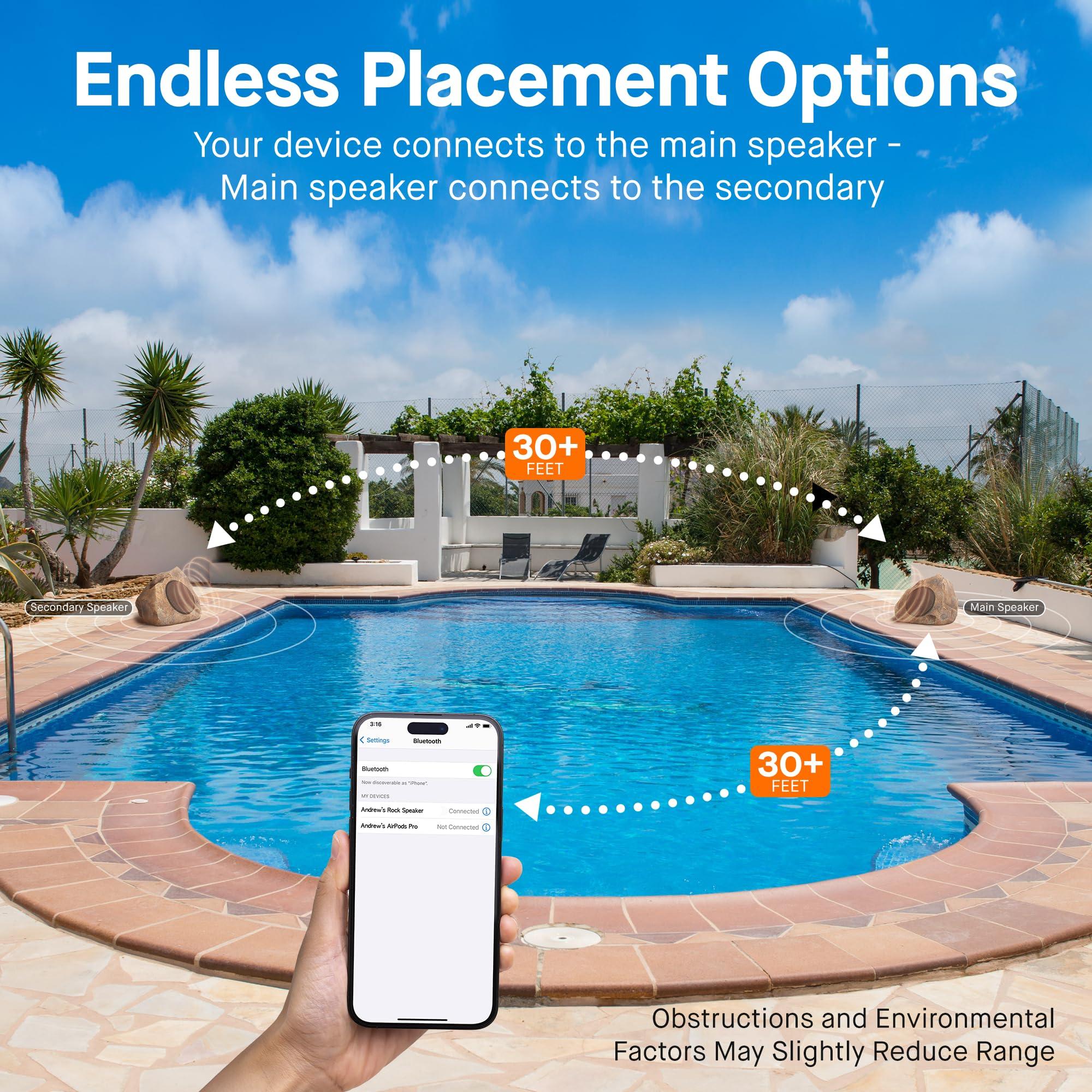 Homewell Homewell Solar Rock Speakers - Bluetooth Wireless Waterproof Weatherproof Ing Outdoor Speakers For Pool Patio Deck Backyard Garden - Brown (2-Pack)