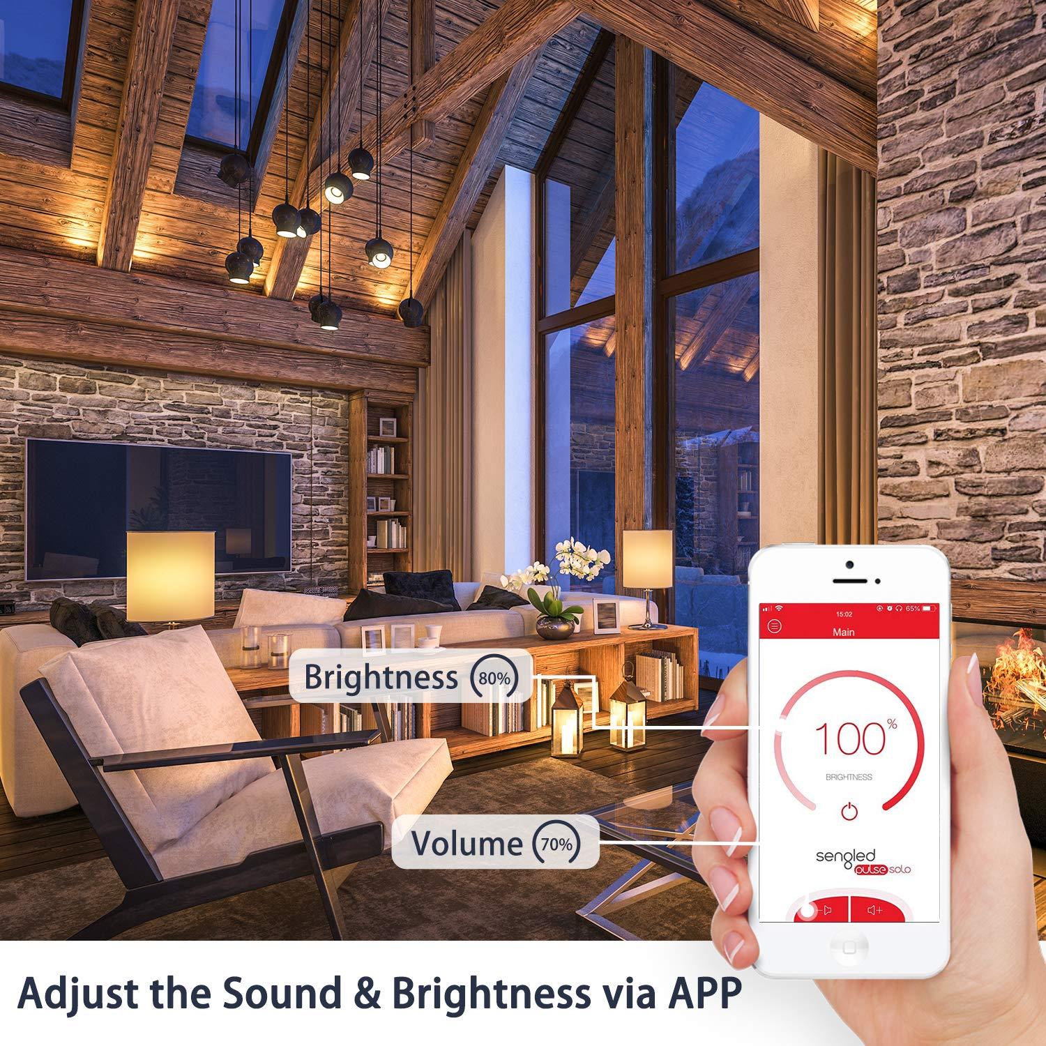 Sengled Sengled Solo JBL Speaker Light Bulb Dual Channel Dimmable LED Light App Controlled 45W Equivalent E26 Smart Timing Music Bulb, Compatible with Alexa via Bluetooth Connection