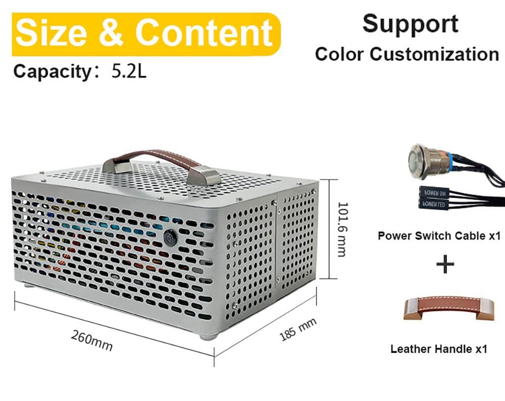 MerainMe ITX Mini Computer Case 5.1L Aluminum Mini ITX Motherboard Small PC Case Test Bench Support Small 1U Power Supply 150mm Vedio Card Gray