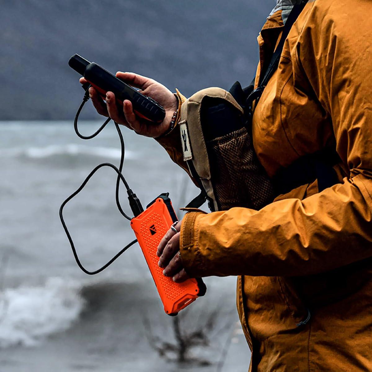 Certified Brands Garmin Rino 750 2-Way Radio/GPS Handheld and Dark Energy Poseidon Pro Indestructible Charger, Black | Touchscreen, 20 Mile Radio Range, Worldwide Base Mapping, Weather Forecasts